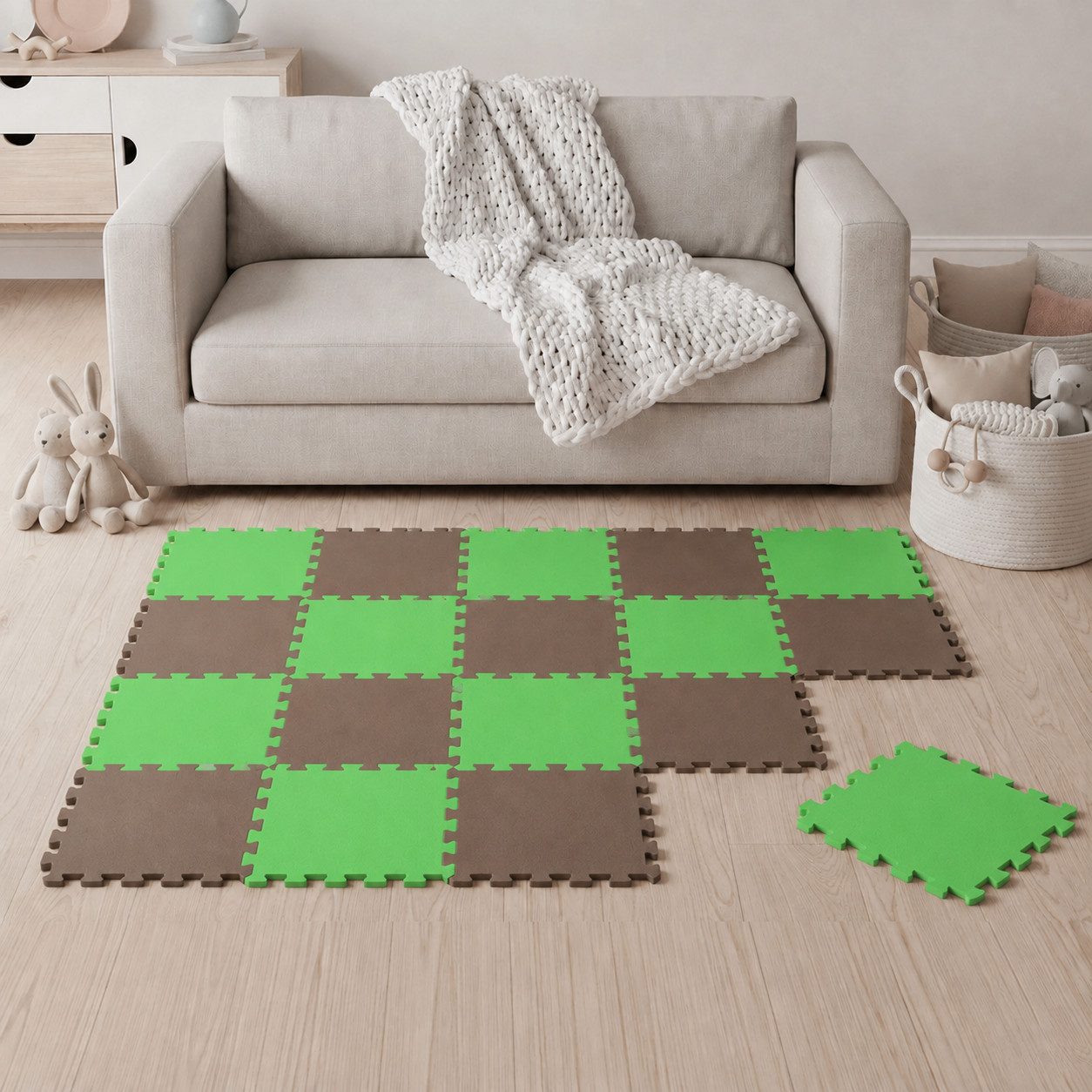 LittleTom Puzzlematte ab dem 1. Tag - 18 Teile Baby Spielmatte - 30 x 30 Kinder Krabbelmatte, (18-tlg), Spielunterlage für Babys und Kleinkinder - Kinderzimmer Puzzleteppich