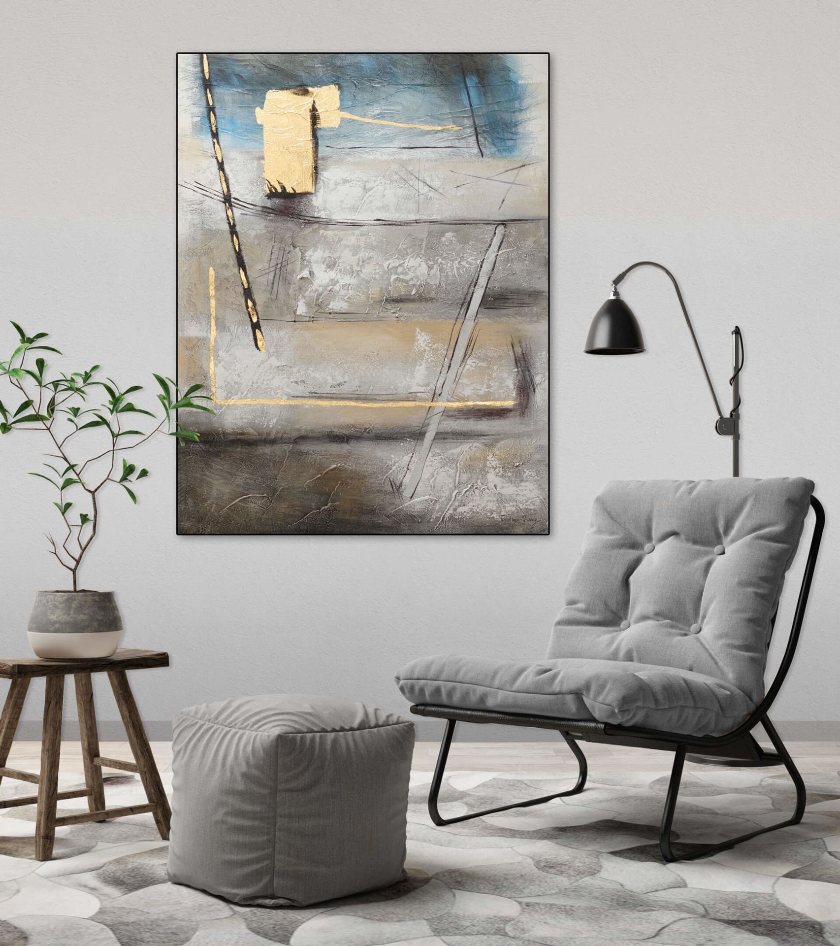 cm, Wandbild Gemälde KUNSTLOFT 75x100 Deserted Landscape HANDGEMALT Leinwandbild 100% Wohnzimmer