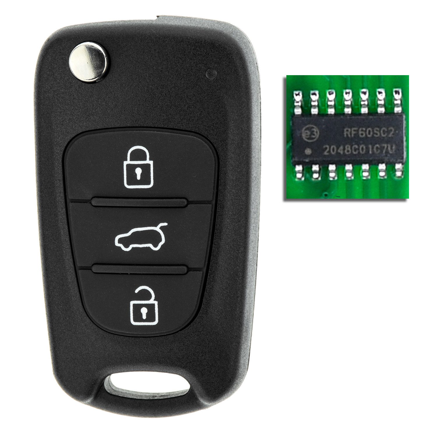 mt-key Schlüsseltasche Auto Funk Schlüssel Fernbedienung 434MHZ (Set), für Hyundai i20 (PB, 08–12); i30 (FD, 07–11); ix20 (JC, 10–19); ix...