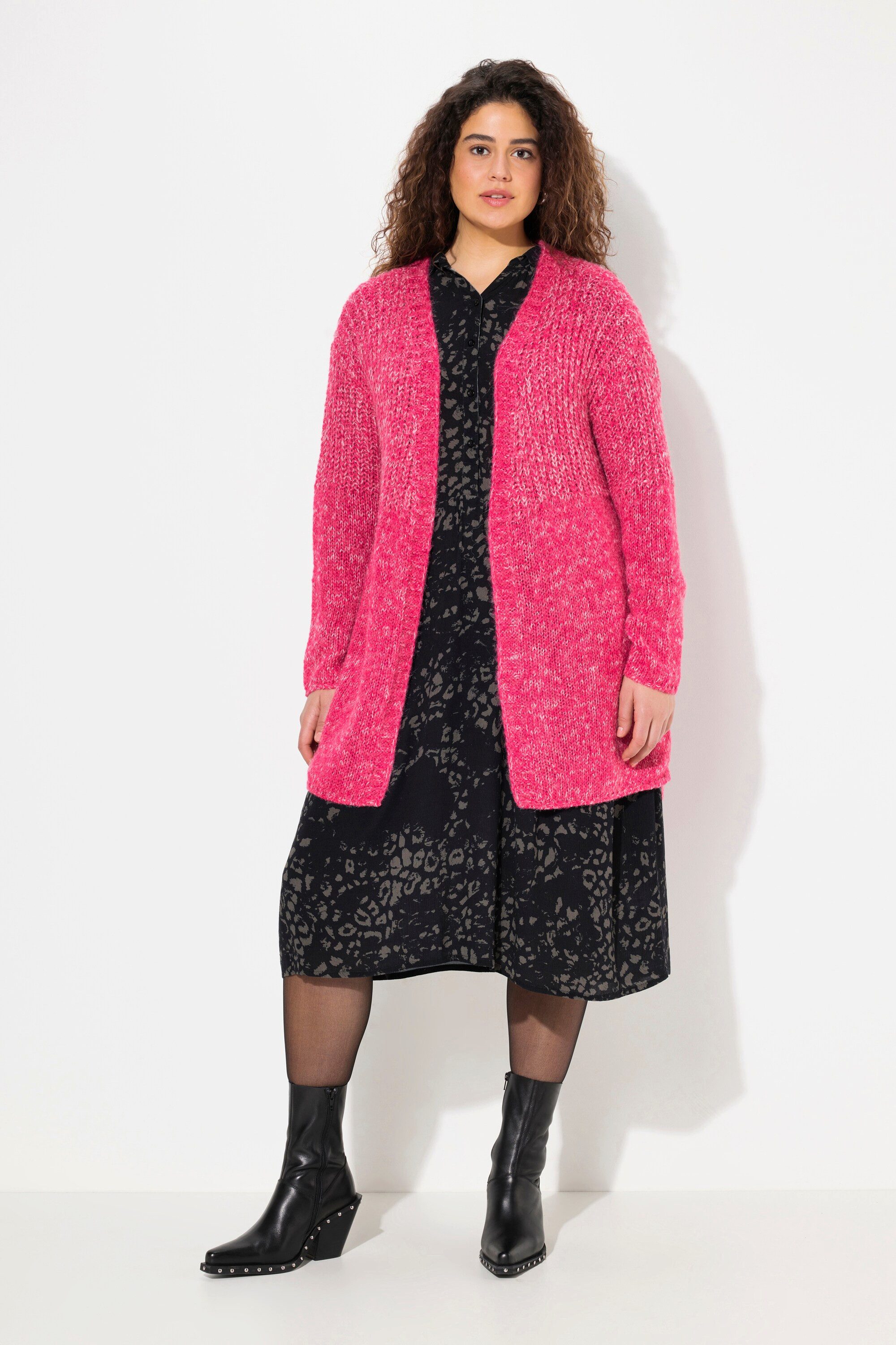 Strickjacke Strickjacke Oversized Melange-Strickmix Langarm