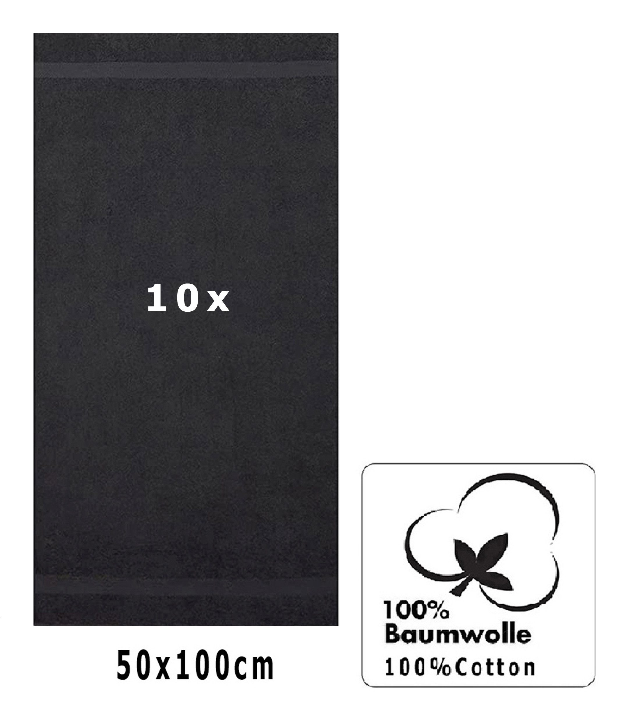 Betz Handtücher 10 Stück Handtücher Premium 50x100 cm Farbe graphit, 100% Baumwolle (10-St)