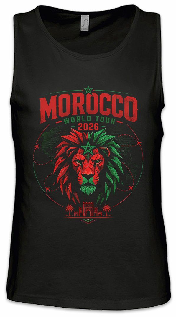 Urban Backwoods Tanktop Team Marocco 2 Ärmelloses T-Shirt Marokko WM 2026 Maghreb Atlas Berber Casablanca Rouge Vert