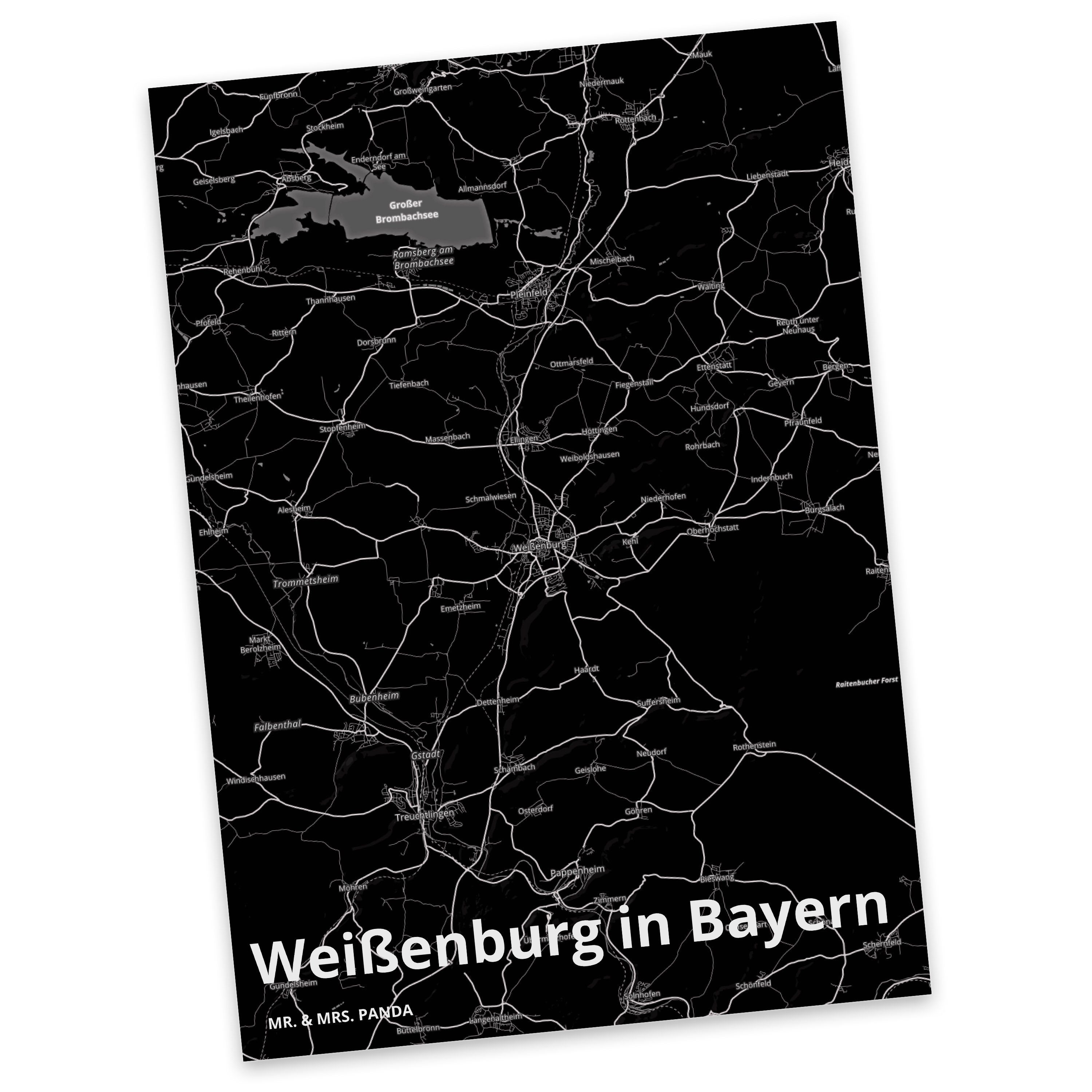 Panda & Postkarte Grußkarte, Mrs. Geschenk, Städte Mr. Weißenburg Bayern in Dorf, Dankeskarte, -