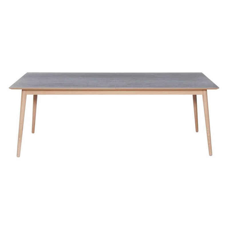 Hammel Furniture Esstisch Meza Designtisch mit Auszugsfunktion und 2 Einlegeplatten, rechteckige Tischplatte aus Keramik, Massivholzgestell