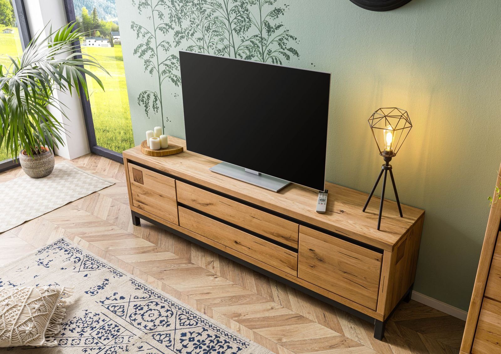 Massivmoebel24 TV-Board (TV-Board Wildeiche 190x40x56 natur günstig online kaufen