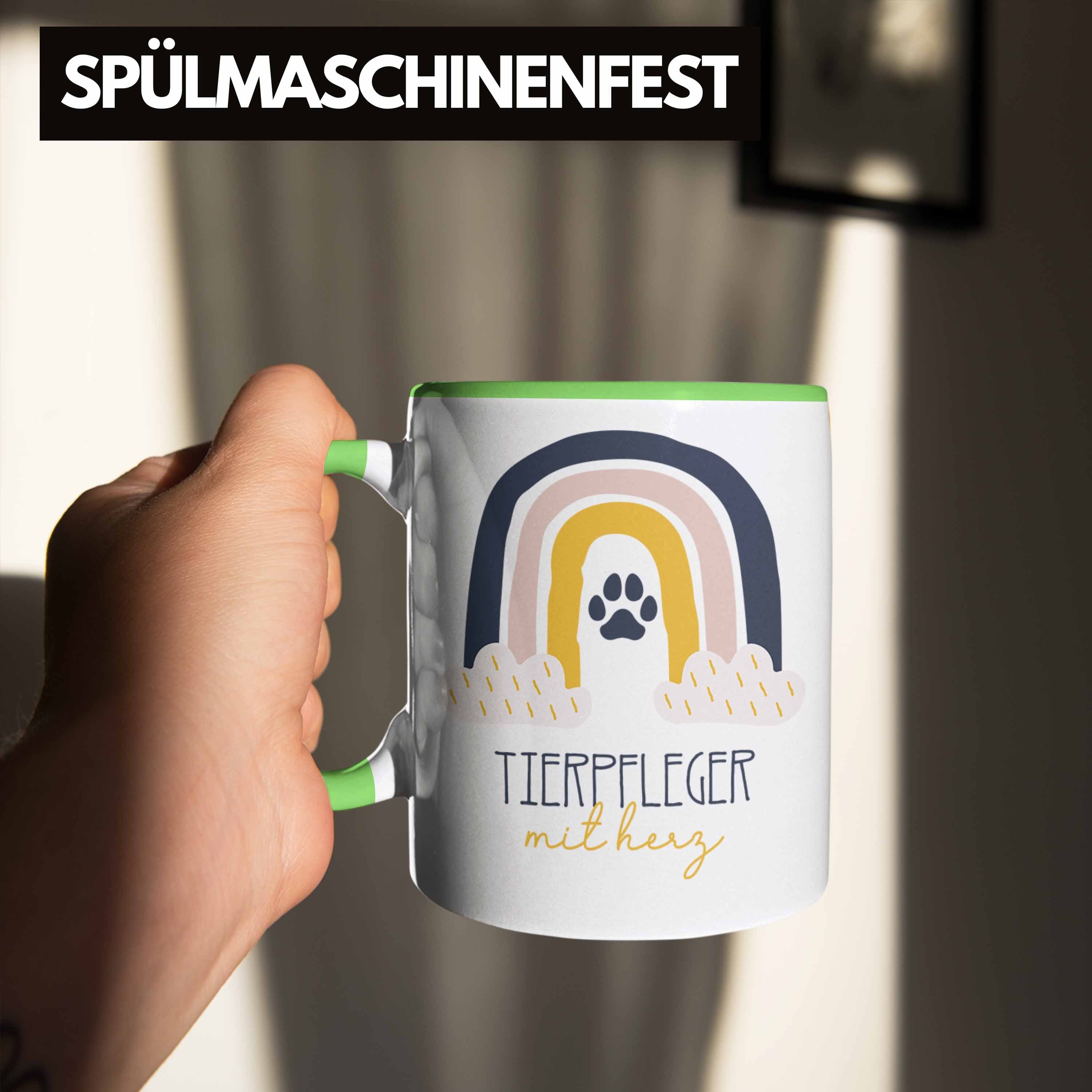 Trendation Tasse Tierpfleger Tasse Geschenk Kaffeetassse für Grün Tierpf Danke Geschenkidee