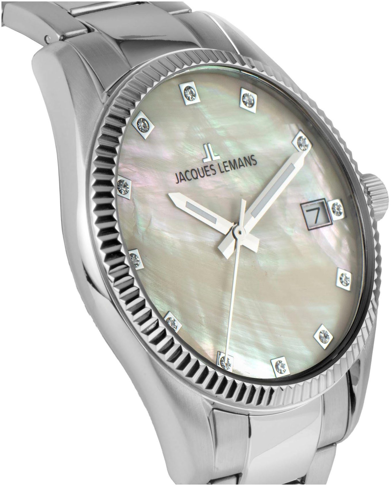 Jacques Lemans Quarzuhr Derby 50-4H, Armbanduhr, Damenuhr, Datum, Perlmutt- günstig online kaufen