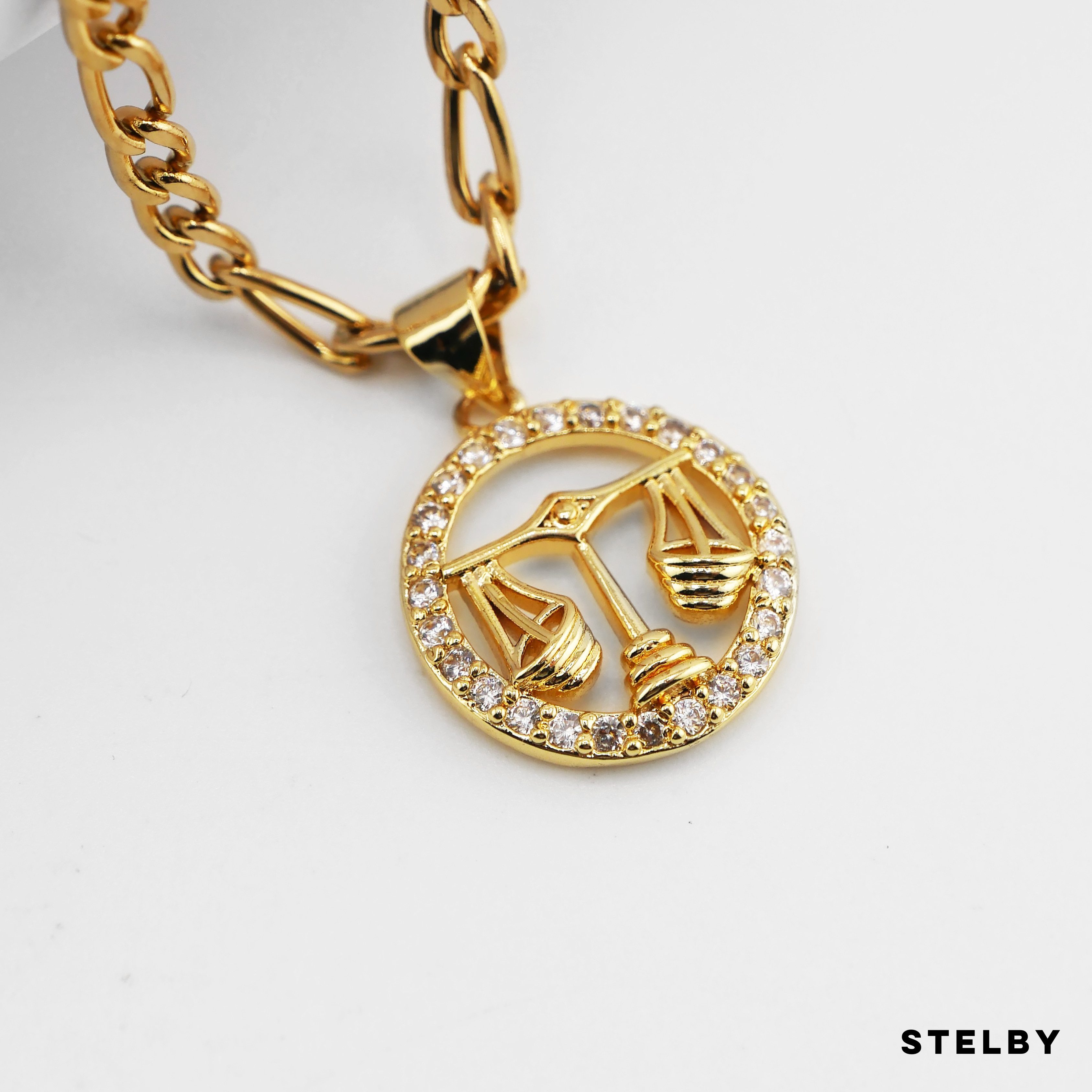 Stelby Kette mit Anhänger Sternzeichen Waage Halskette vergoldet - Schmuck günstig online kaufen