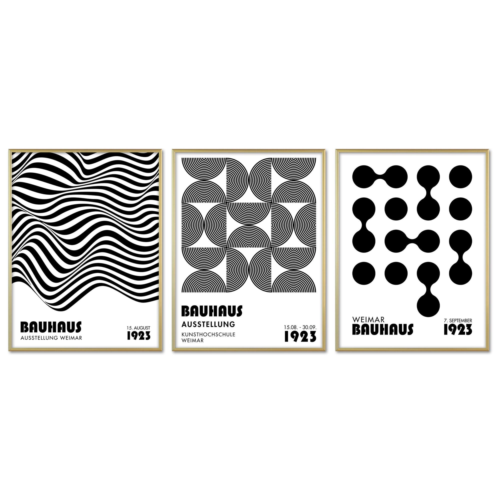 ARTFAVES Изображения-Collage Плакат Set - Bauhaus Geometrie 1 - 3 Deko Wandbilder Formen, schwarz-w, (Wandbilder modern, 3 St)