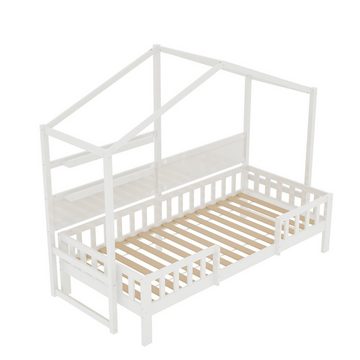 REDOM Kinderbett Schlafsofa (mit lustigem Dach und Sicherheitszaun, 90 x 200 cm), ohne Matratze