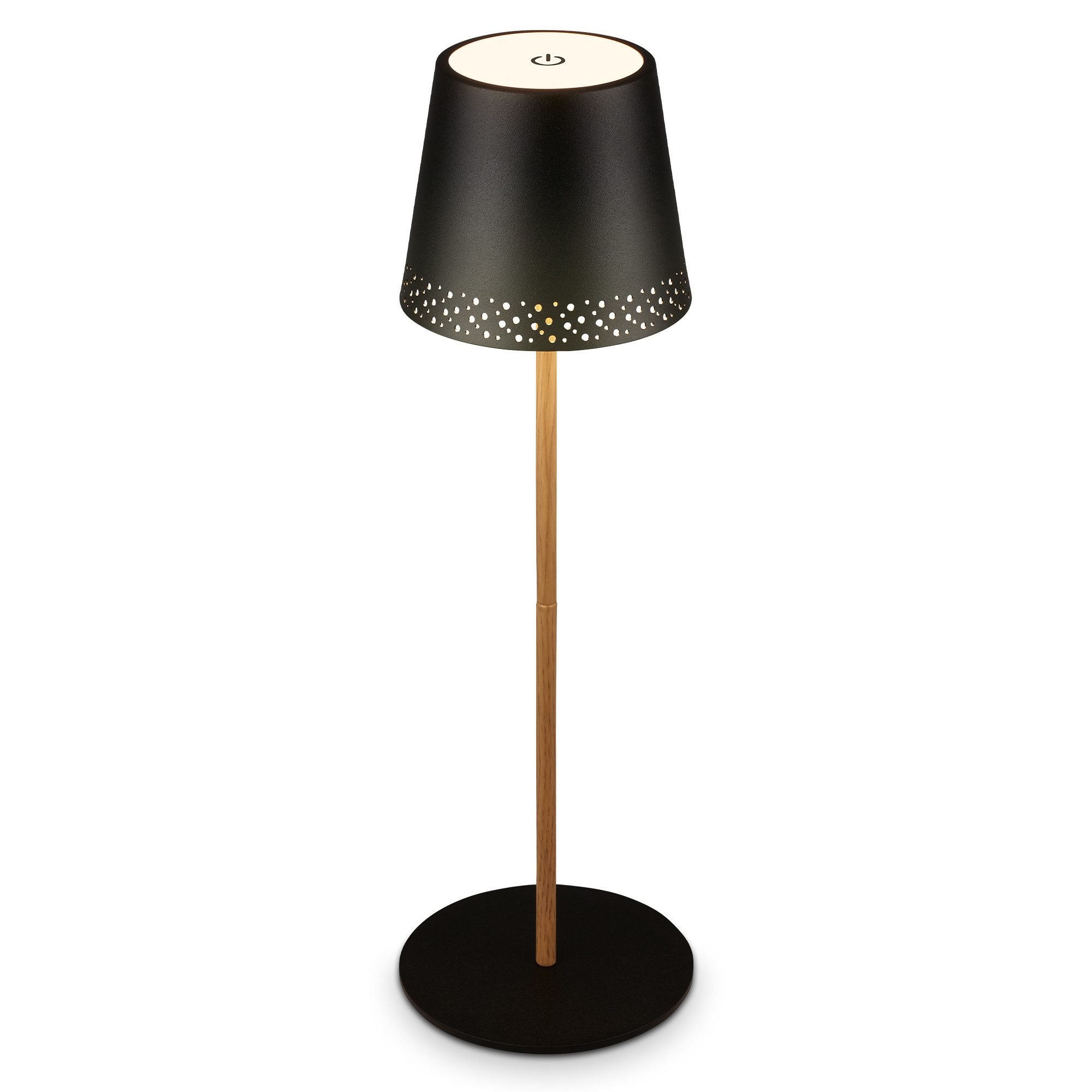 Briloner Leuchten Tischleuchte kabellose LED Tischlampe dimmbar Indoor/Outdoor, LED fest integriert, mit Akku, höhenverstellbar, USB-C, warmweiß, IP44, 38 cm