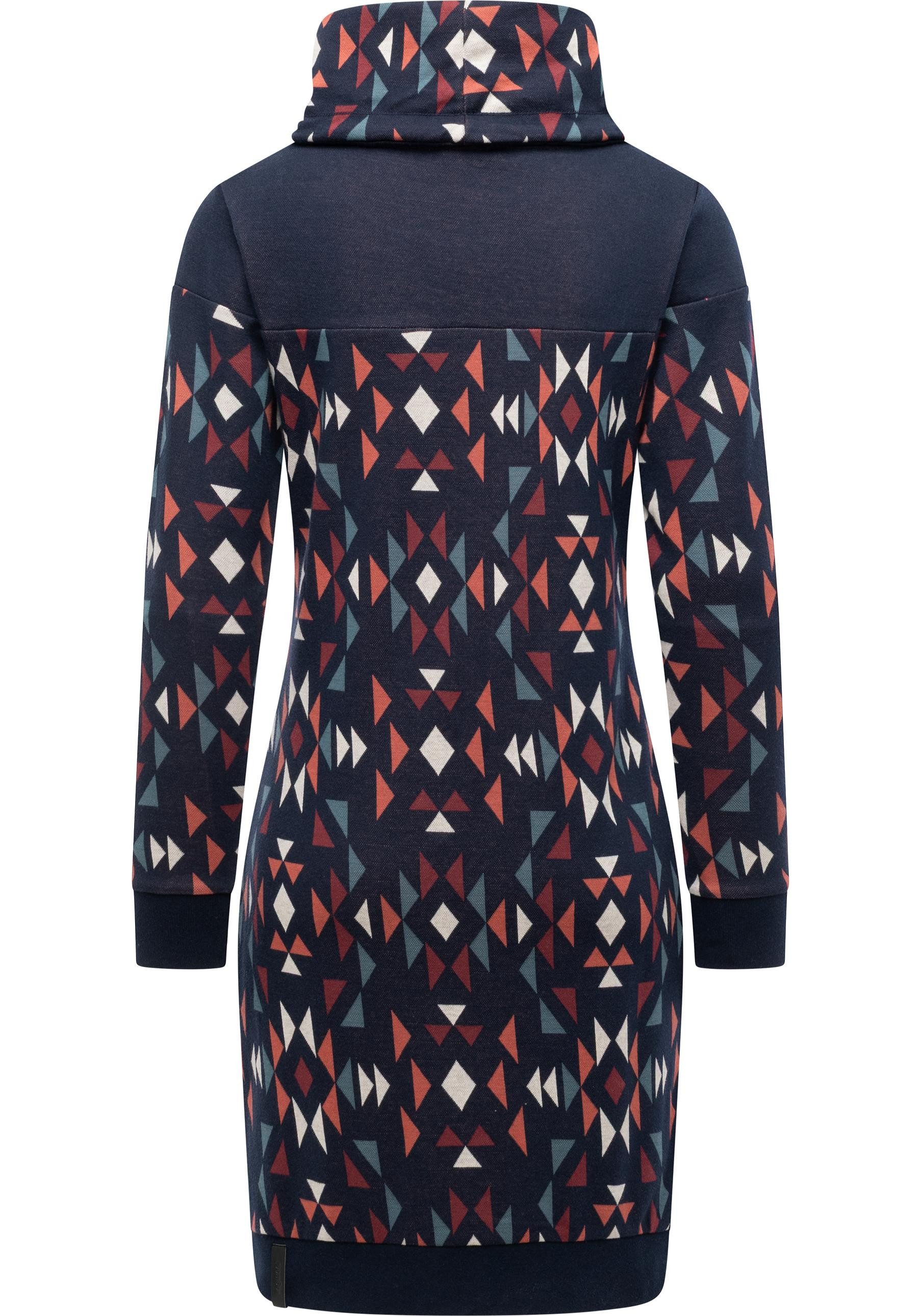 Ragwear Sweatkleid Chlloe Aztec YOUMODO stylisches Langarm Midikleid mit Aztec-Muster