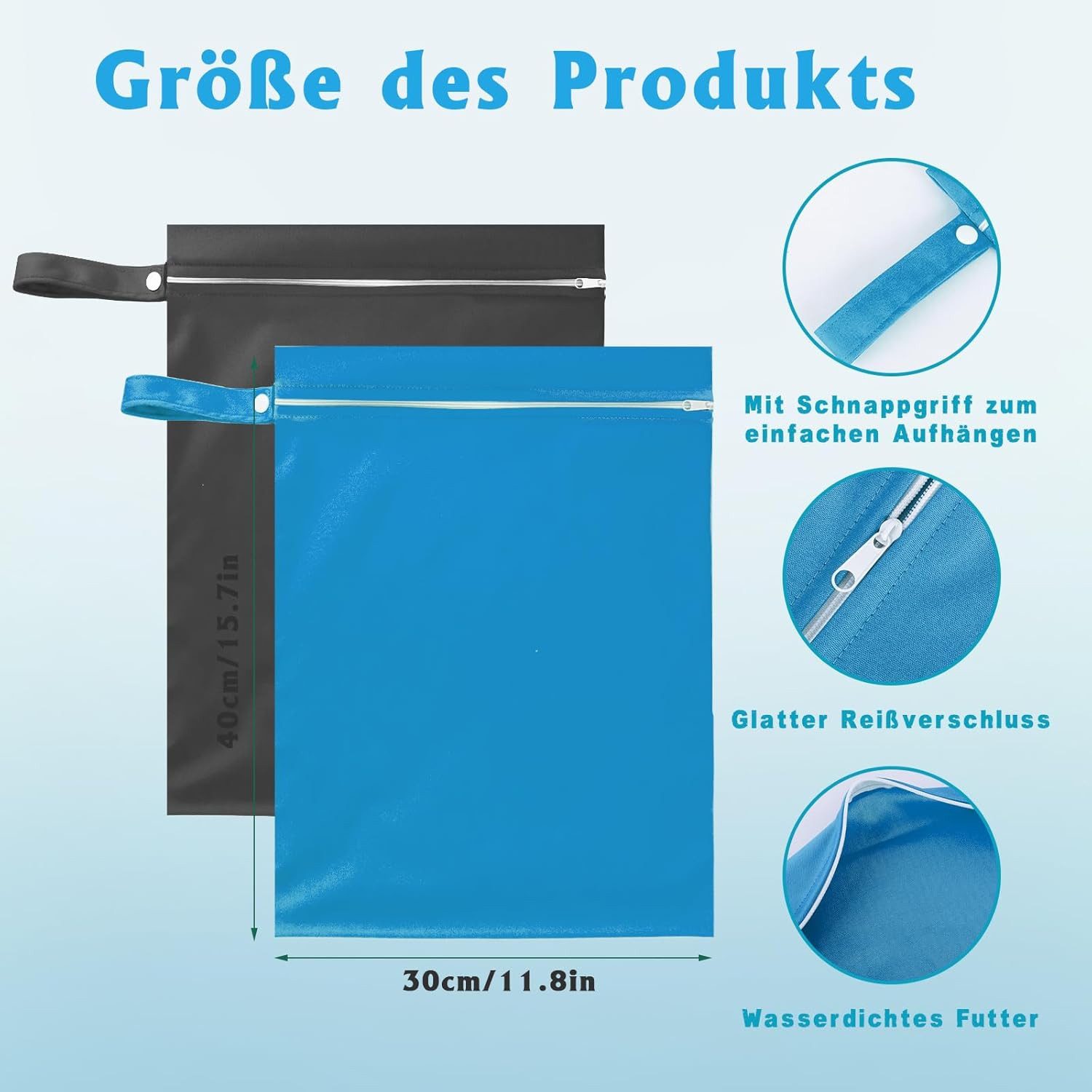nsihing Wäschenetz 2 Stück Nasstasche,Wetbag Schwimmsachen wasserdichte Wet Bag,(Wiederverwendbar Schmutzige Kleidung Tasche Organiser mit Reißverschluss), für Badeanzüge, Strandtuch, Sportkleidung