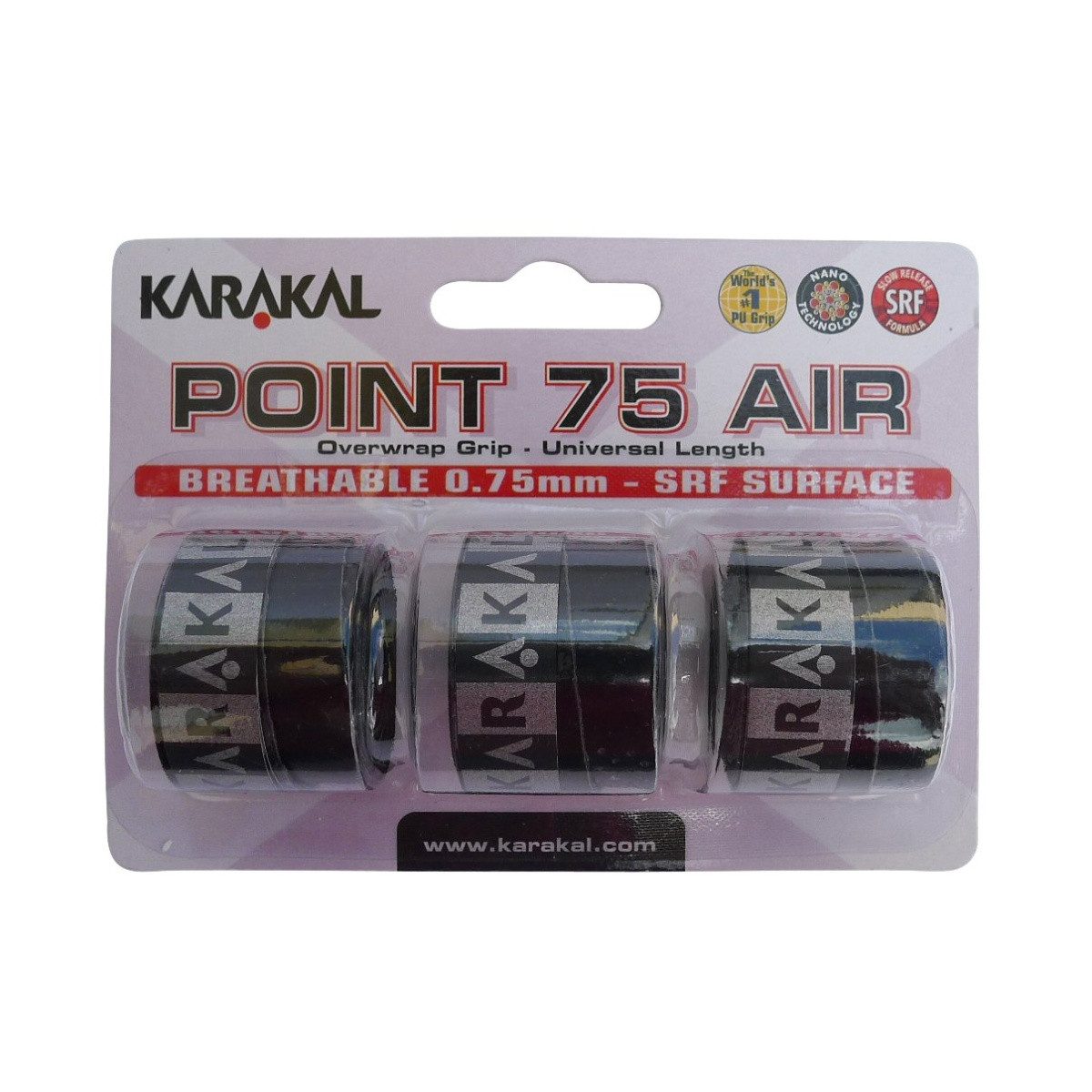 Karakal Griffband Overgrip Point Air 0.75mm schwarz 3er