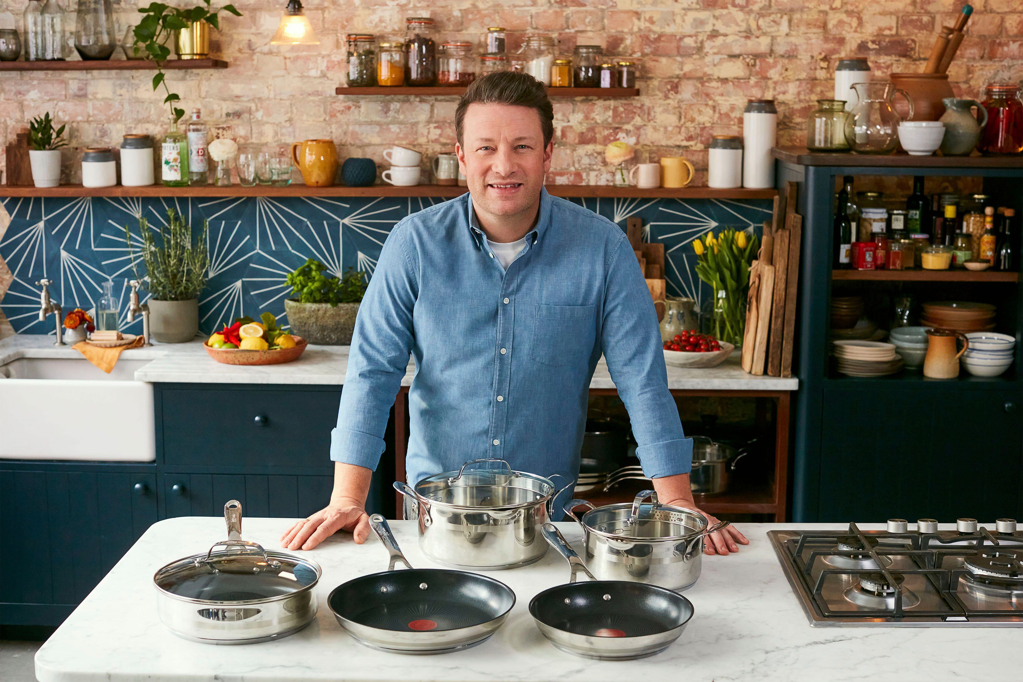 Tefal Pfannen-Set Jamie Oliver Cook Smart, Edelstahl (Set, 2-tlg., Pfannen 24/28 cm), Antihaftversiegelung, Induktion, Thermo-Signal, spülmaschinenfest – Bild 4 von 5
