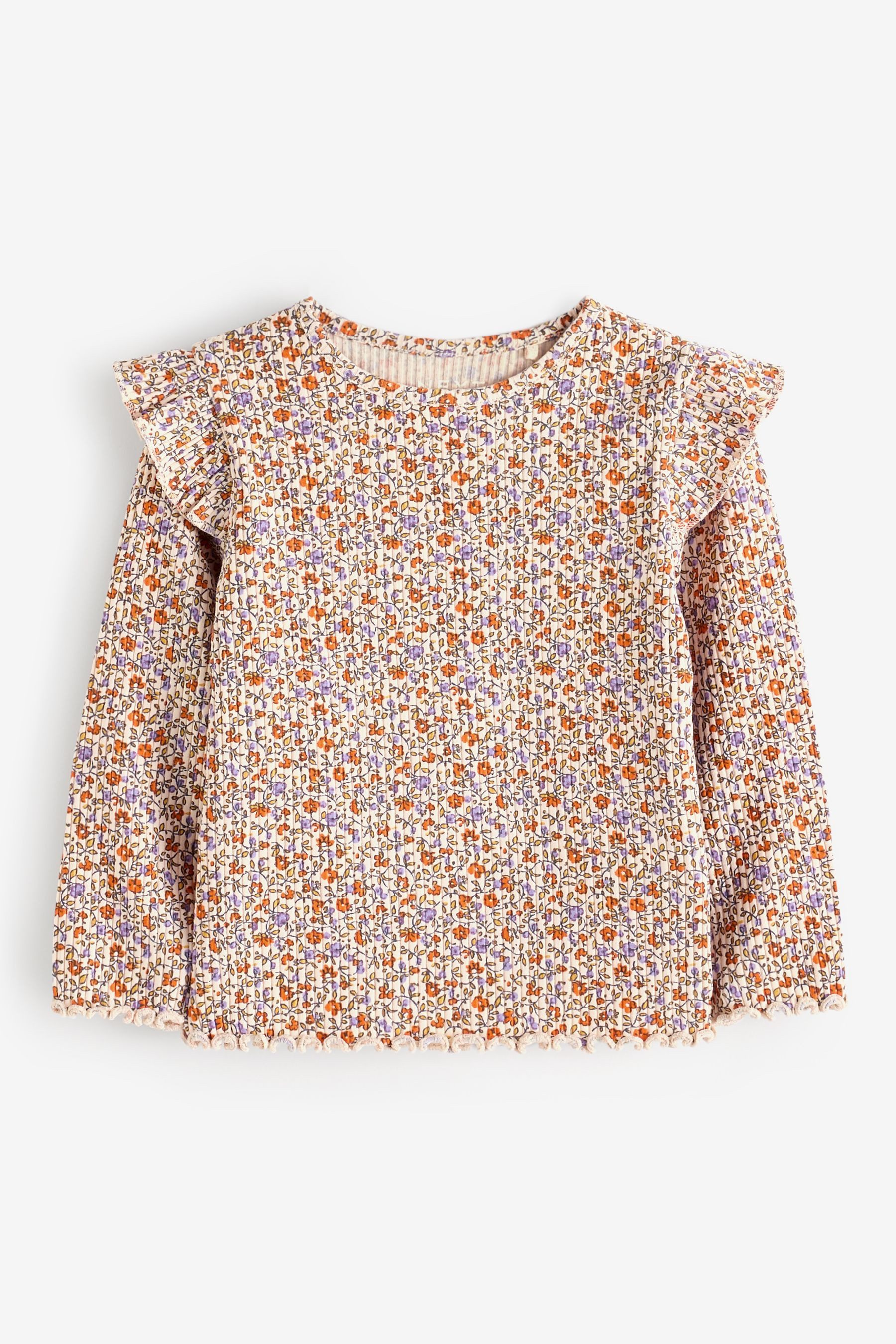 Next Langarmshirt Geripptes Langarmshirt mit Rüschen günstig online kaufen