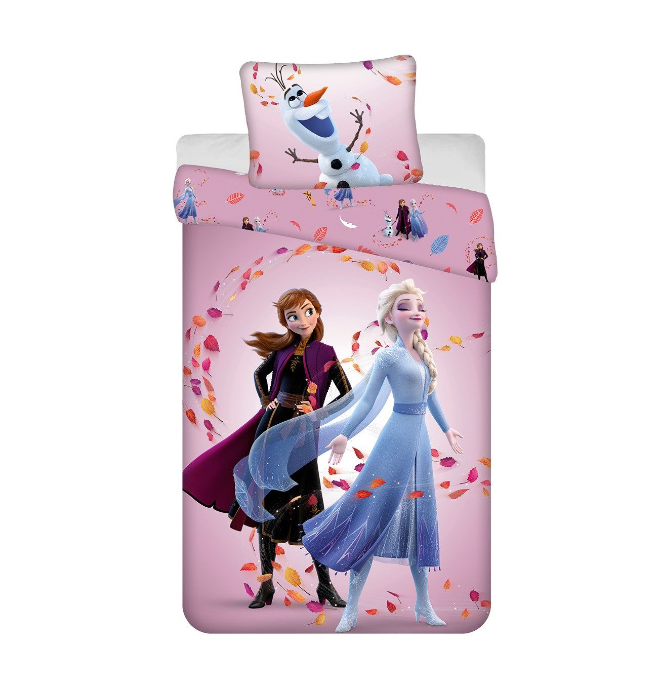 Disney Frozen Bettwäsche Baumwolle 140x200 cm Deckenbezug + 60x80 cm Kissenbezug, 2 teilig, mit Reißverschluss