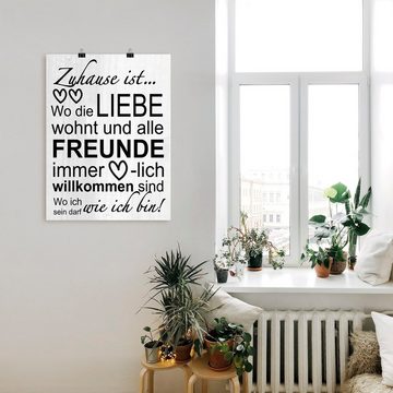 Artland Wandbild Wo die Liebe wohnt, Sprüche & Texte (1 St), als Alubild, Outdoorbild, Leinwandbild, Poster, Wandaufkleber