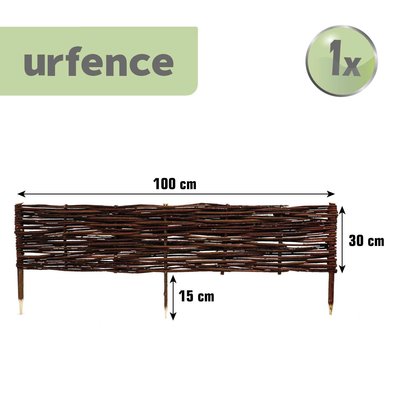 urfence Beetumrandung 1 x Beeteinfassung Weide 100x30 Beetbegrenzung