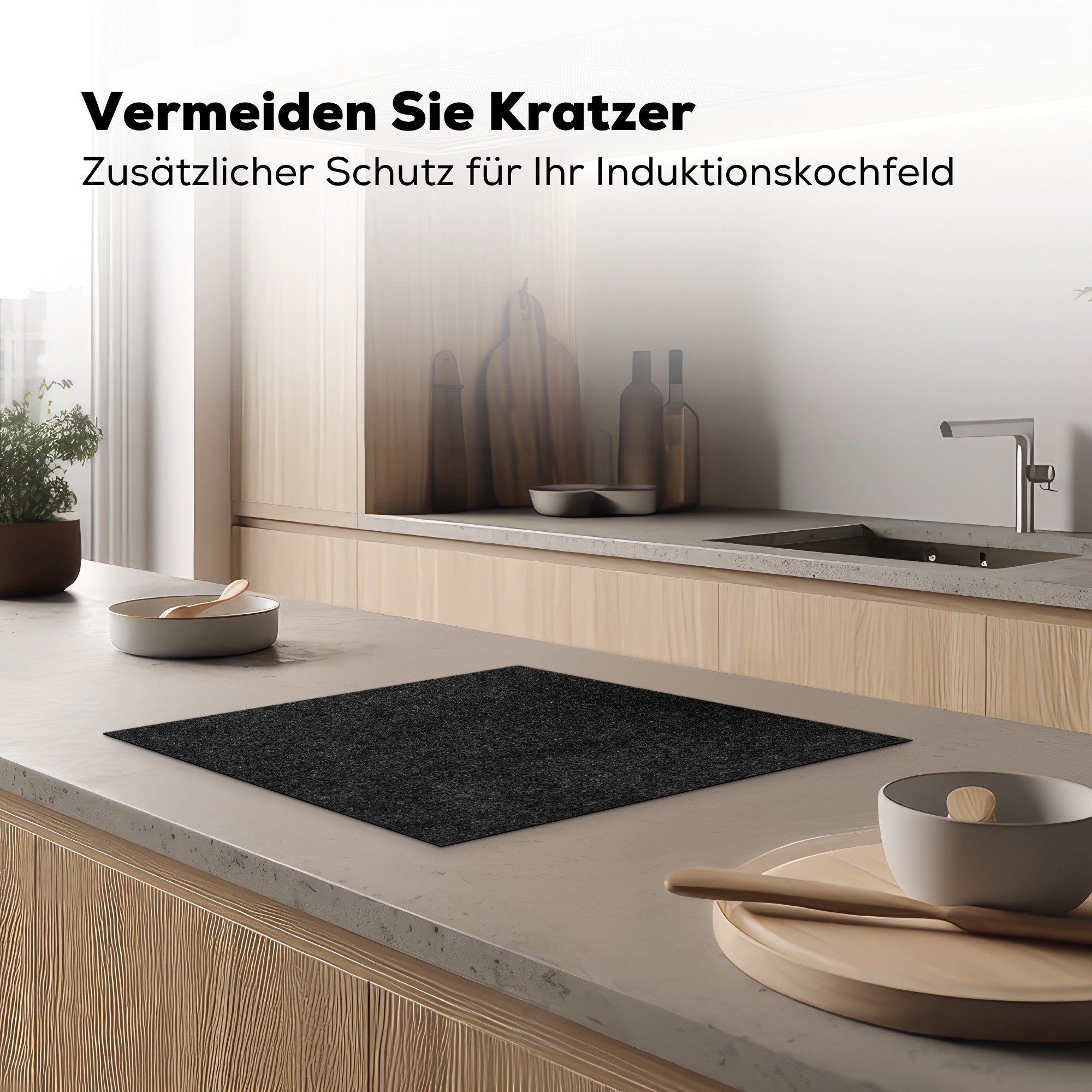 MuchoWow Herd-Abdeckplatte Granit - Schwarz - Granitstruktur - Dunkel, Vinyl, (1 tlg), Abdeckplatte für Ceranfeld, Herd Inductionsmatte, 60x50 cm