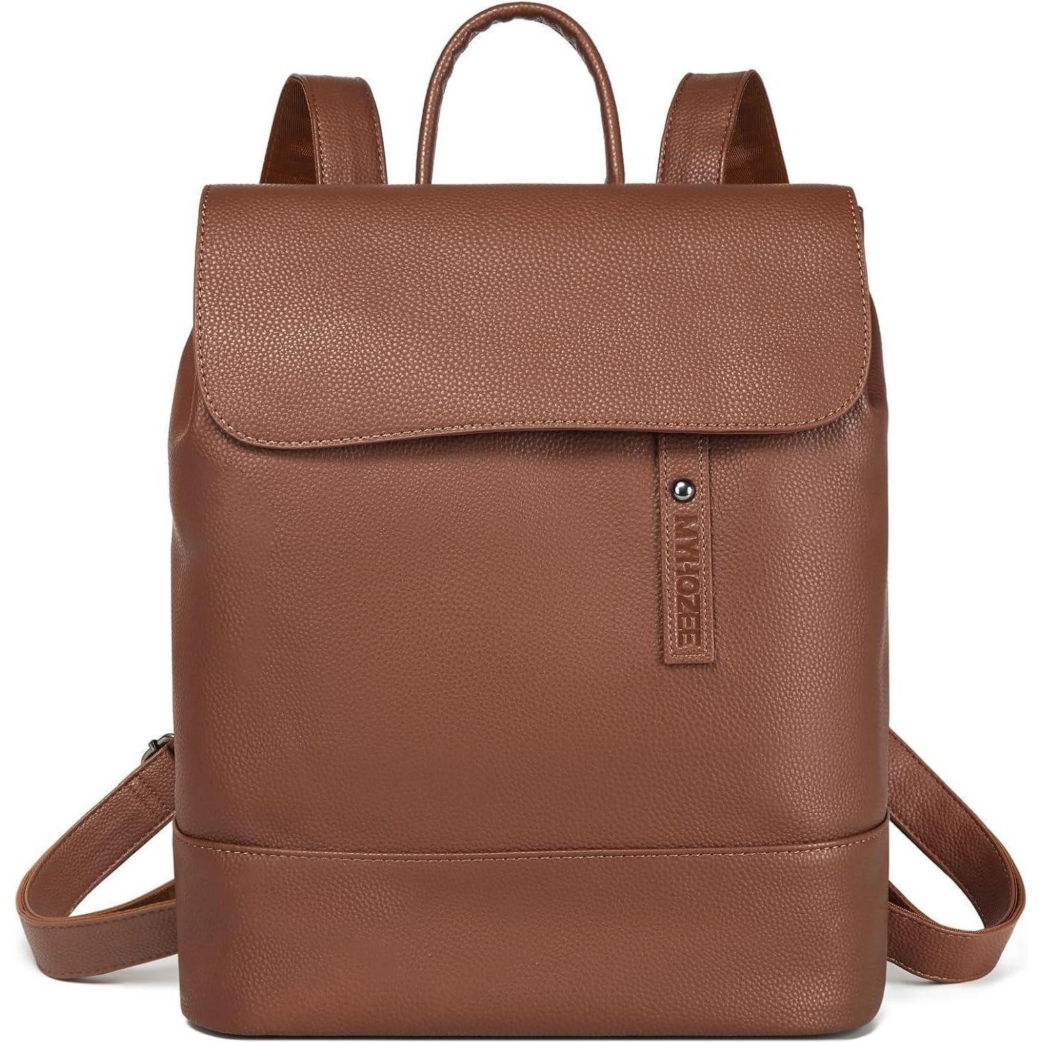 Cityrucksack Damen Rucksack PU Leder Anti Diebstahl Daypack 14 Zoll Wasserdicht