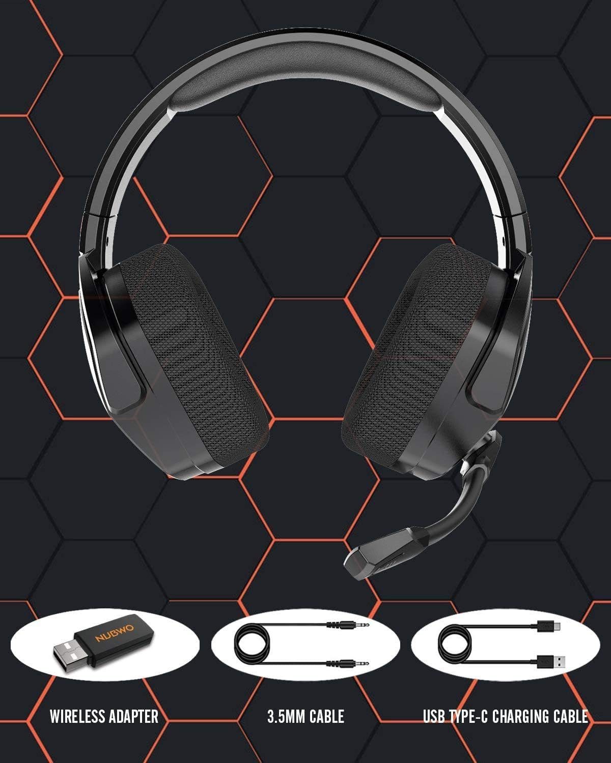 über (Rauschunterdrückung NUBWO Mikrofon PS4 PC) Ohr-Gaming-Kopfhörer 17+ Gaming-Kopfhörer für Gaming-Headset mit PS5 Stündige Mikrofon, Wireless-Nutzung