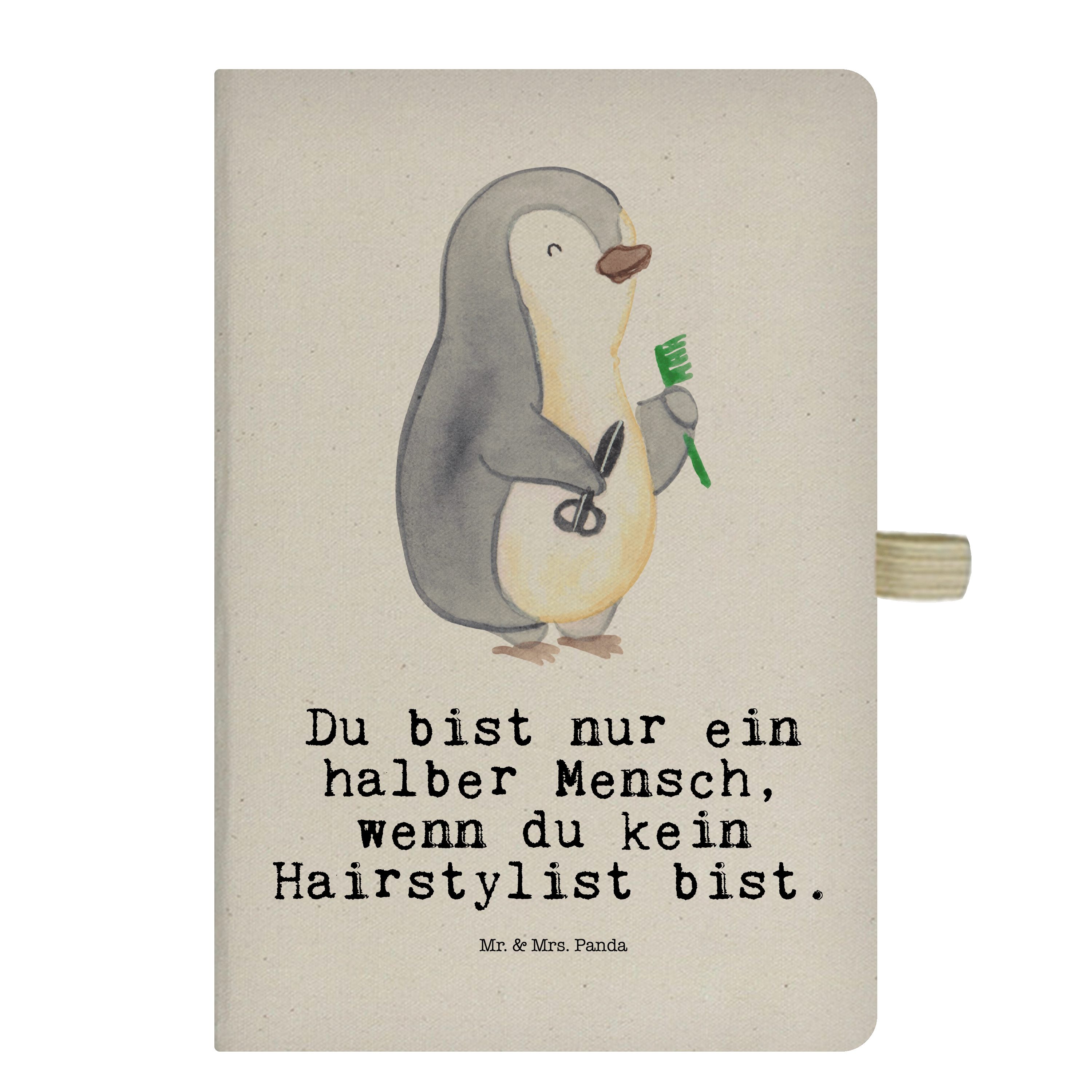 Mr. & Mrs. Panda Notizbuch Hairstylist mit Herz - Transparent - Geschenk, Eröffnung Friseur, Fri Mr. & Mrs. Panda