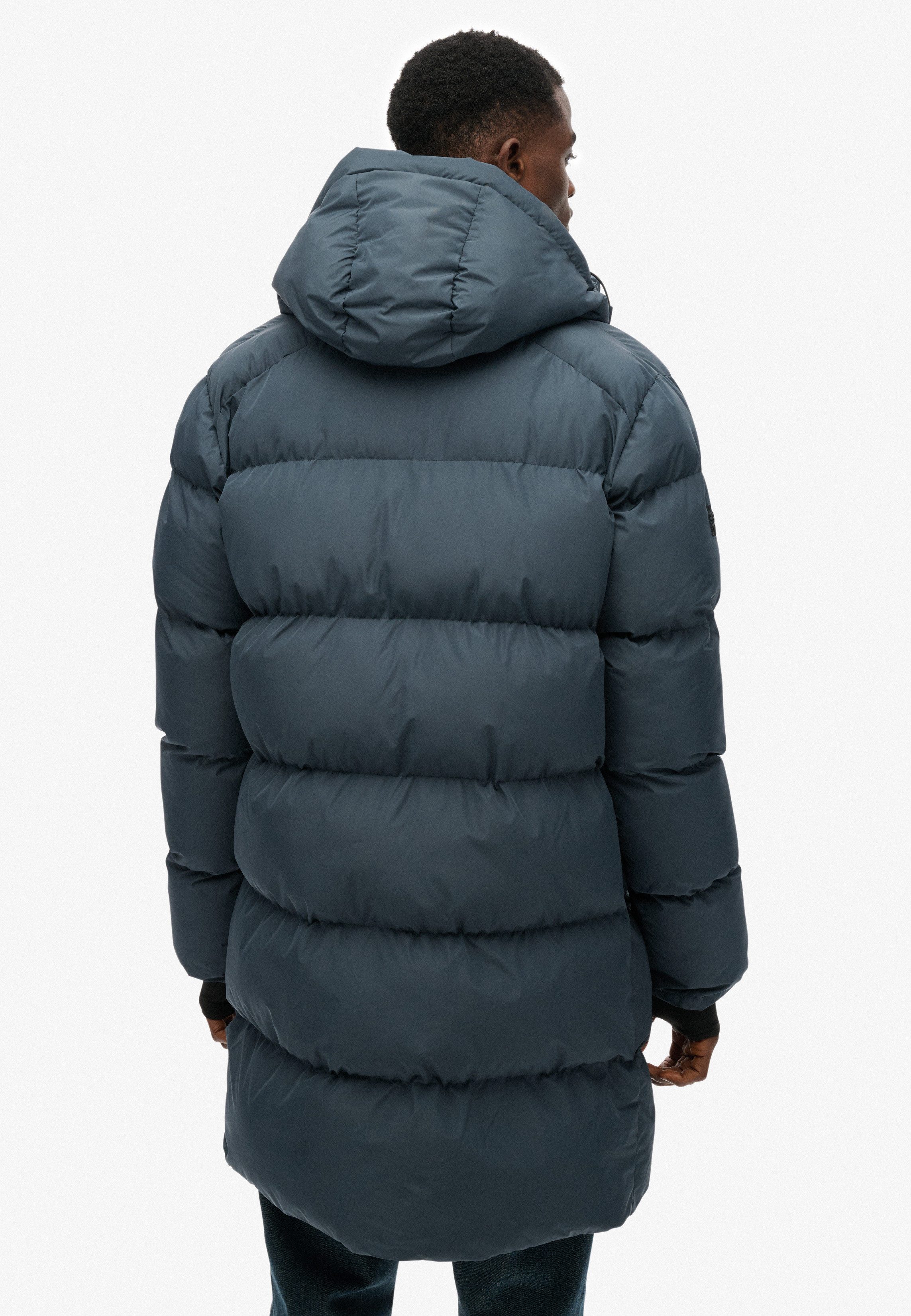 Superdry Steppjacke HOODED SPORTS PUFFER MID JKT Kunstfaser, relaxed fit