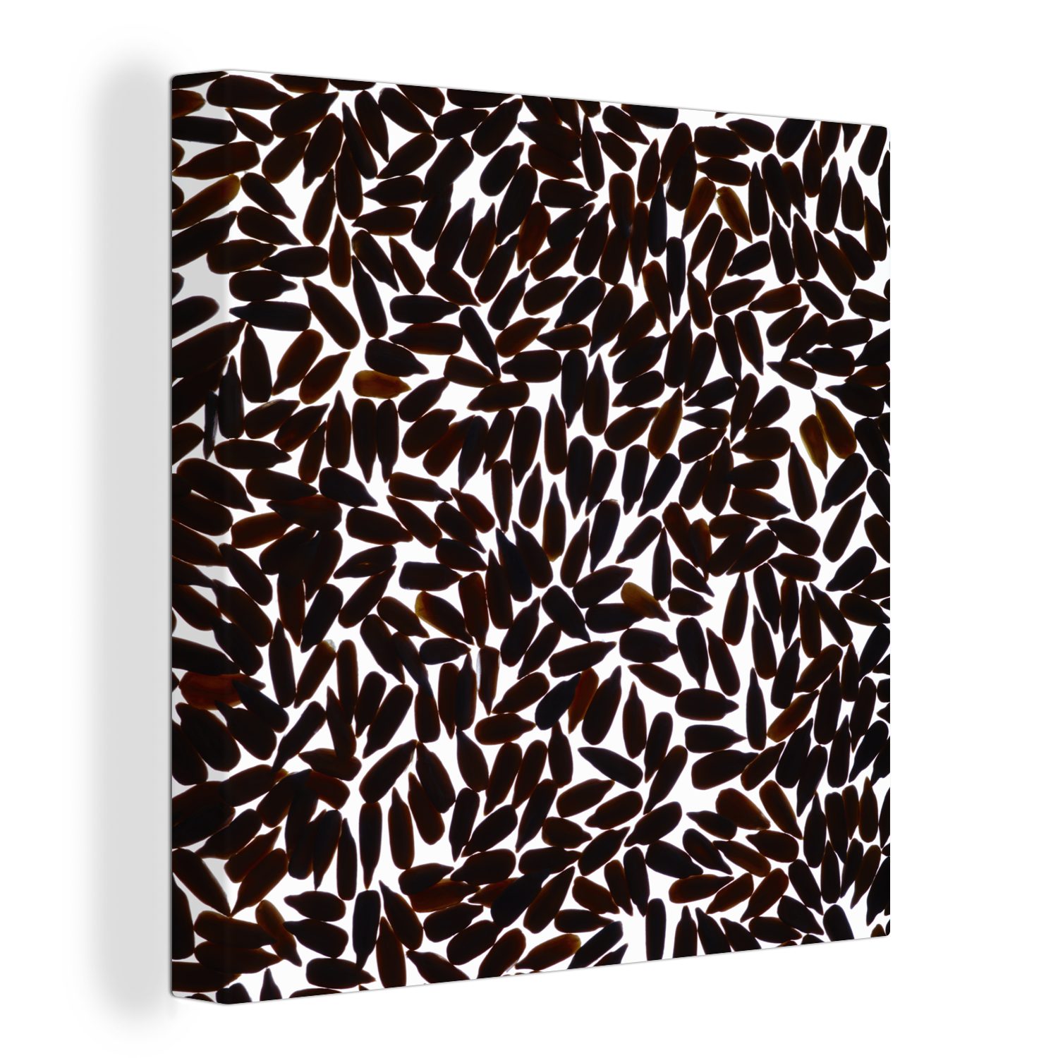 OneMillionCanvasses® Leinwandbild Schwarze Sonnenblumenkern-Silhouetten, (1 St), Leinwand Bilder für Wohnzimmer Schlafzimmer