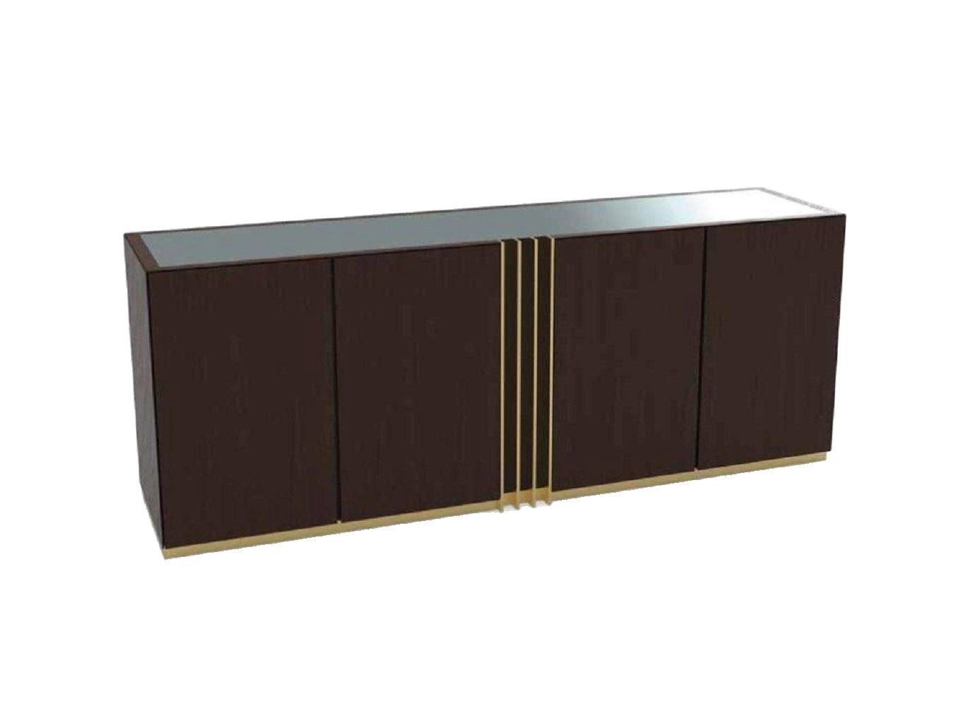 Xlmoebel Sideboard Braunes Holz-Niedrigboard im zeitgenössischen Design (Sideboard, 1 St., 1x Sideboard), Hergestellt in Europa