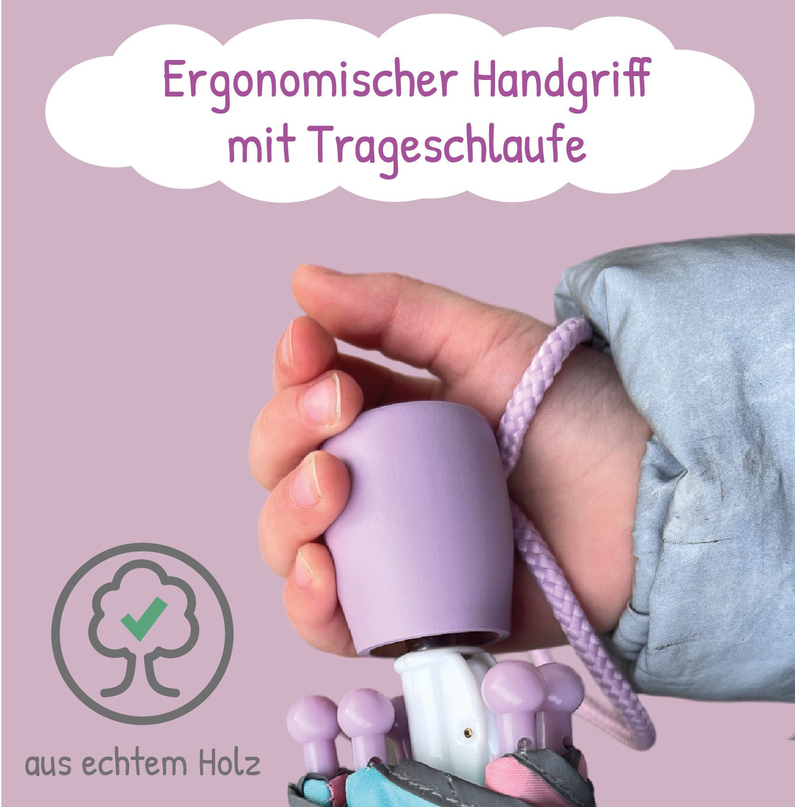 HECKBO Taschenregenschirm Magic Kinder Jungen Mädchen Regenschirm wechselt bei Regen die Farbe, mit Reflektoren an der Seite – Bild 5 von 5