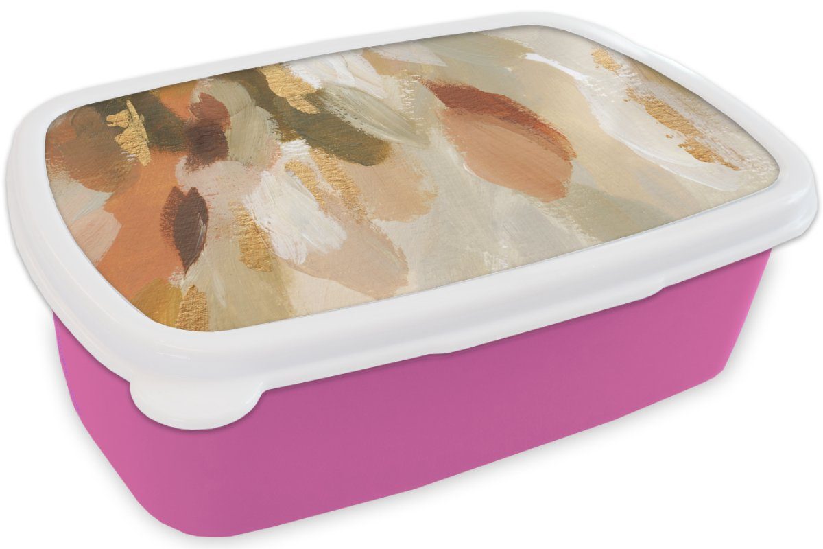 MuchoWow Lunchbox Kunst Kinder, (2-tlg), - Kunststoff, Brotdose Kunststoff Snackbox, rosa Brotbox Farbe Erwachsene, Mädchen, für - Rot