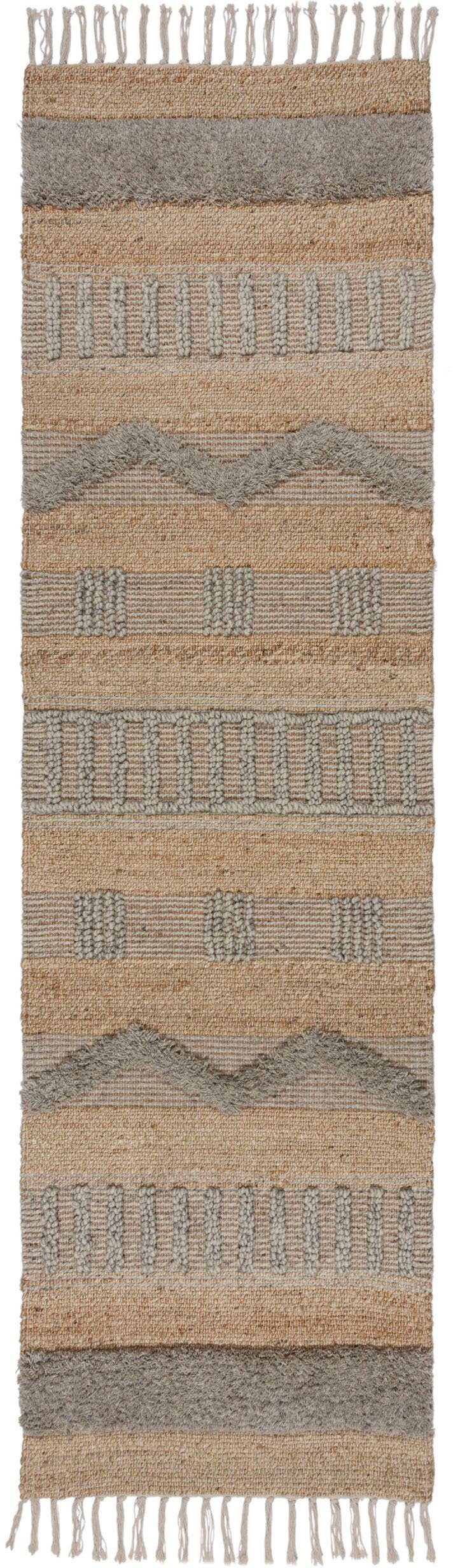 Naturfasern natur-grau Medina, Höhe: & Wolle wie RUGS, 12 FLAIR Teppichläufer aus rechteckig, Läufer Jute, Boho-Look, mm,