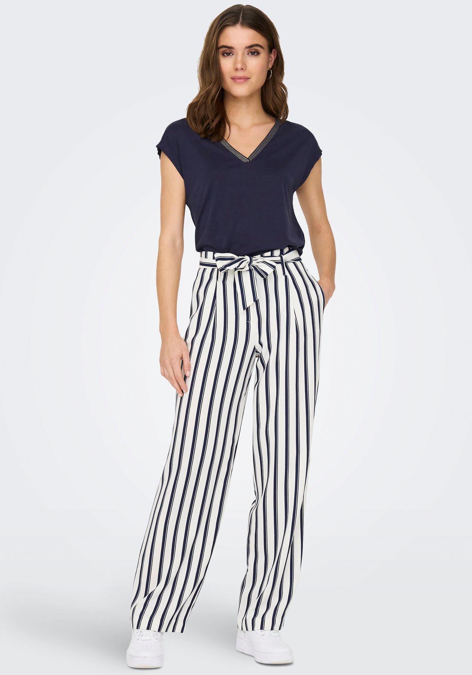 ONLY Anzughose Cloud PANT Stripes:partiot STRIPE CC TLR blue BELT Dancer HW ONLLOWA