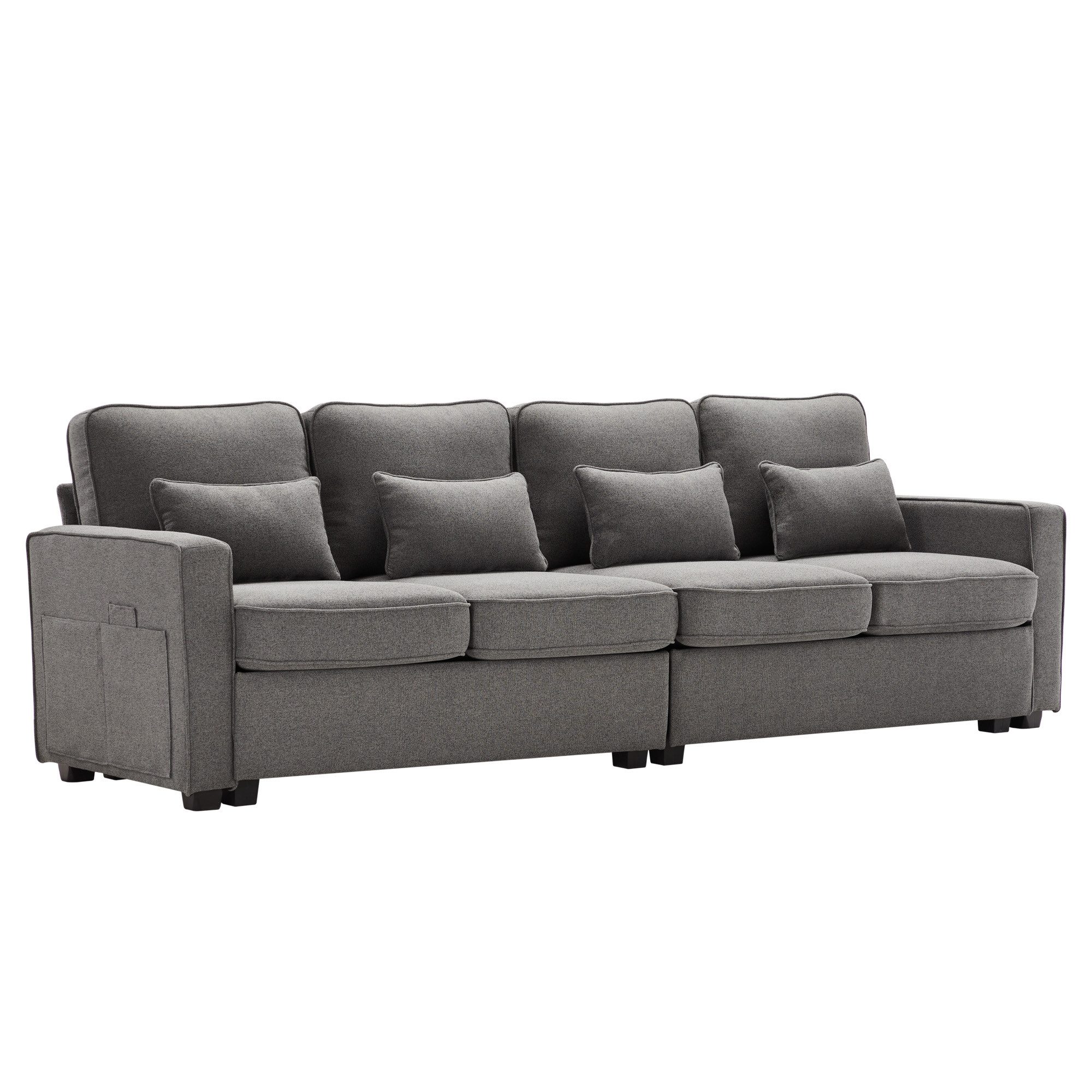 HAUSS SPOLE Ecksofa Schlafsofa mit 4 Kissen, Seitentaschen, Hochelastischer günstig online kaufen
