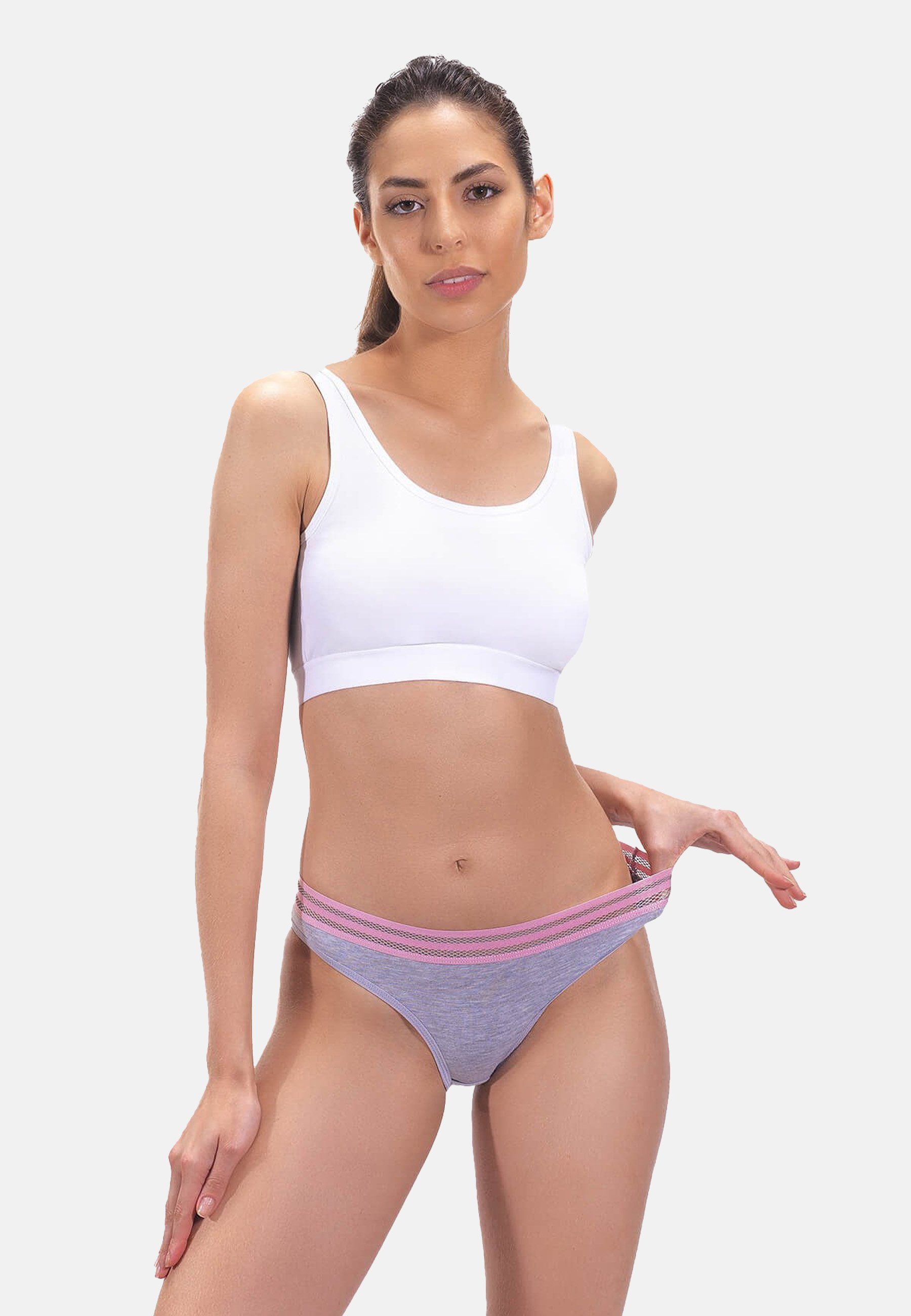 Cottonhill Bikinislip Basic Sport Baumwolle Bikini Damen Panty mit  elastischem Bund