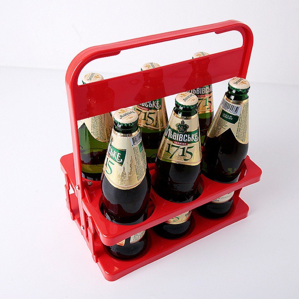 autolock Weinflaschenhalter Bierflaschenhalter für 6 Bierflaschen, Bierbehälter, Bierhalter Rot