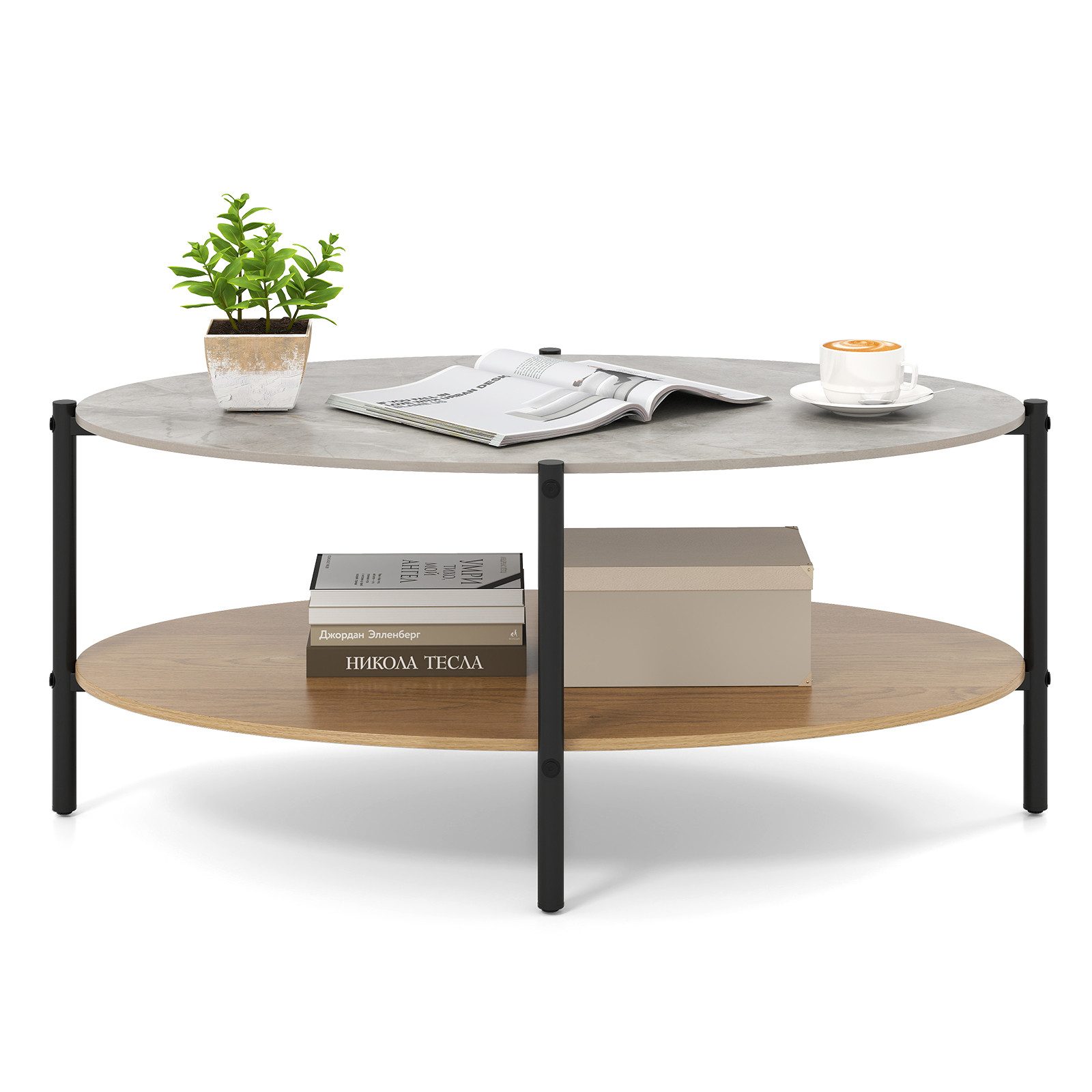 COSTWAY Couchtisch, mit 2 Ablage, Wohnzimmertisch günstig online kaufen