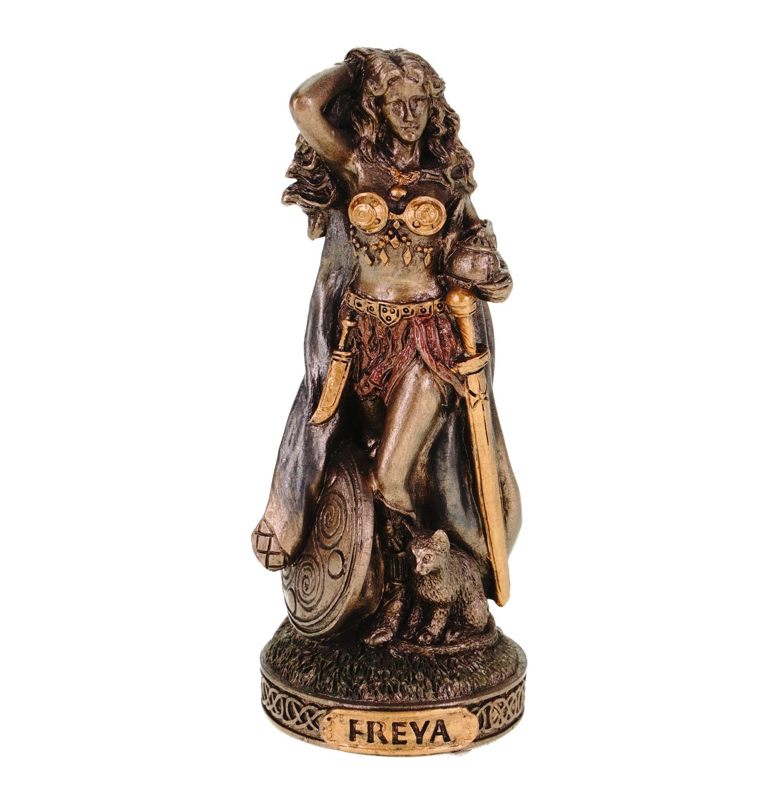 Dekofigur Miniatur Figur germanische Göttin Freya bronzefarben Veronese