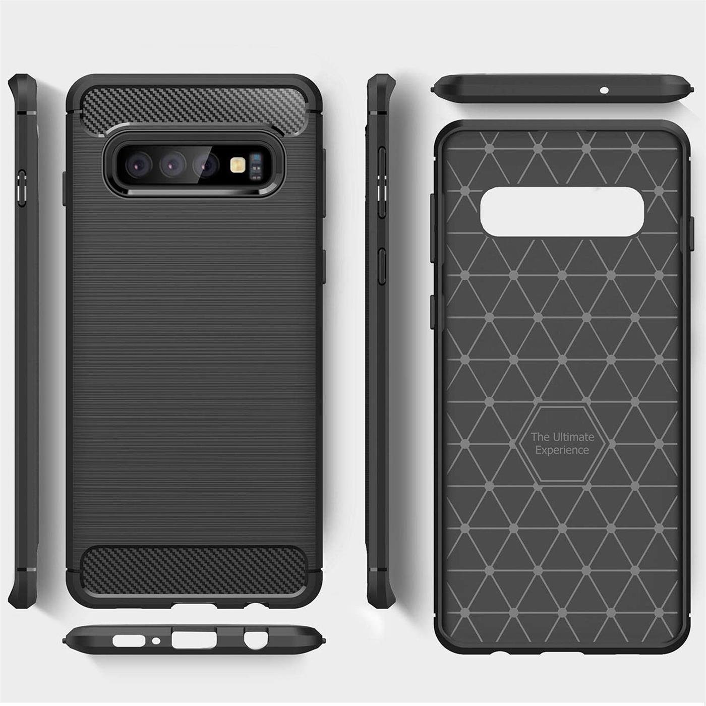 CoolGadget Handyhülle Carbon Handy Hülle für Samsung Galaxy S10 6,1 Zoll, robuste Telefonhülle Case Schutzhülle für Samsung S10 Hülle