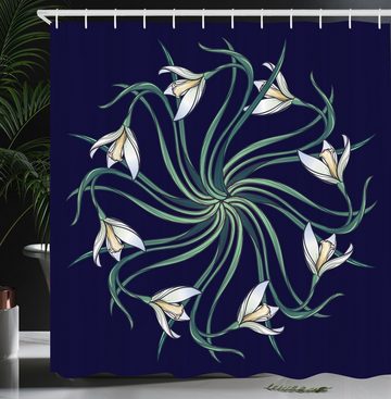 Abakuhaus Duschvorhang Moderner Digitaldruck mit 12 Haken auf Stoff Wasser Resistent Breite 175 cm, Höhe 180 cm, Blume Art Nouveau Floral Design