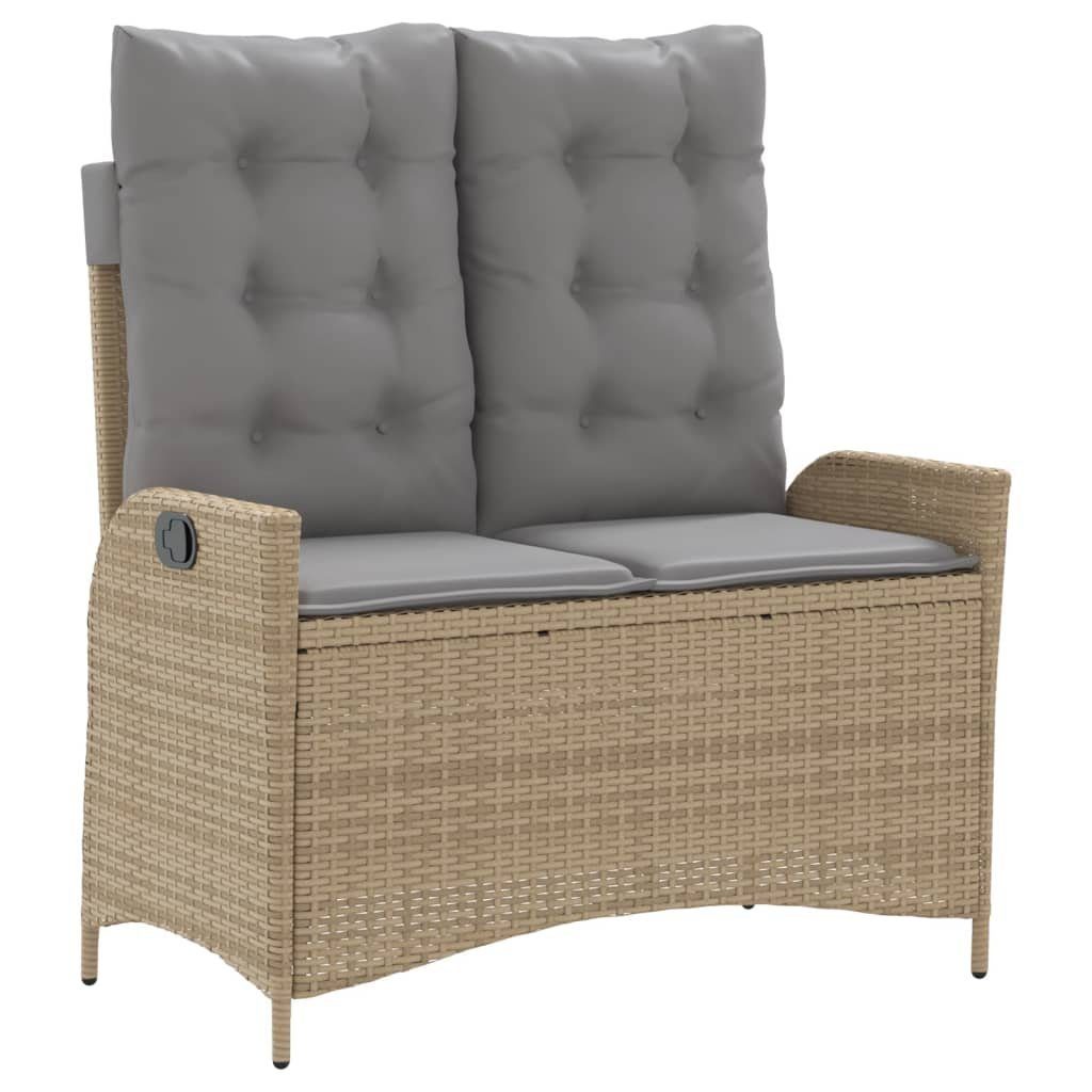 Gartenbank Gartenbank Verstellbar mit Kissen Beige Poly Rattan