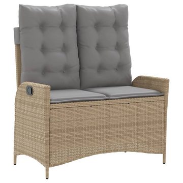 vidaXL Garten-Essgruppe 2-tlg. Garten-Essgruppe mit Kissen Beige Poly Rattan, (2-tlg)