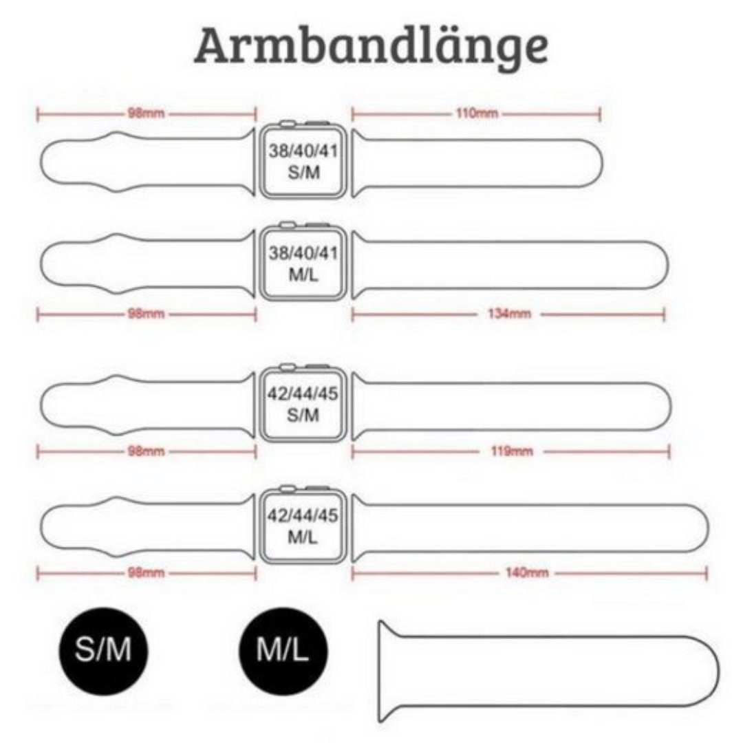 SmartUP Smartwatch-Armband für Apple Watch 11 10 9 8 7 6 5 4 3 SE Ultra Silikon Sport Ersatzband, kompatibel mit allen Apple Watch Modellen, atmungsaktives Silikon
