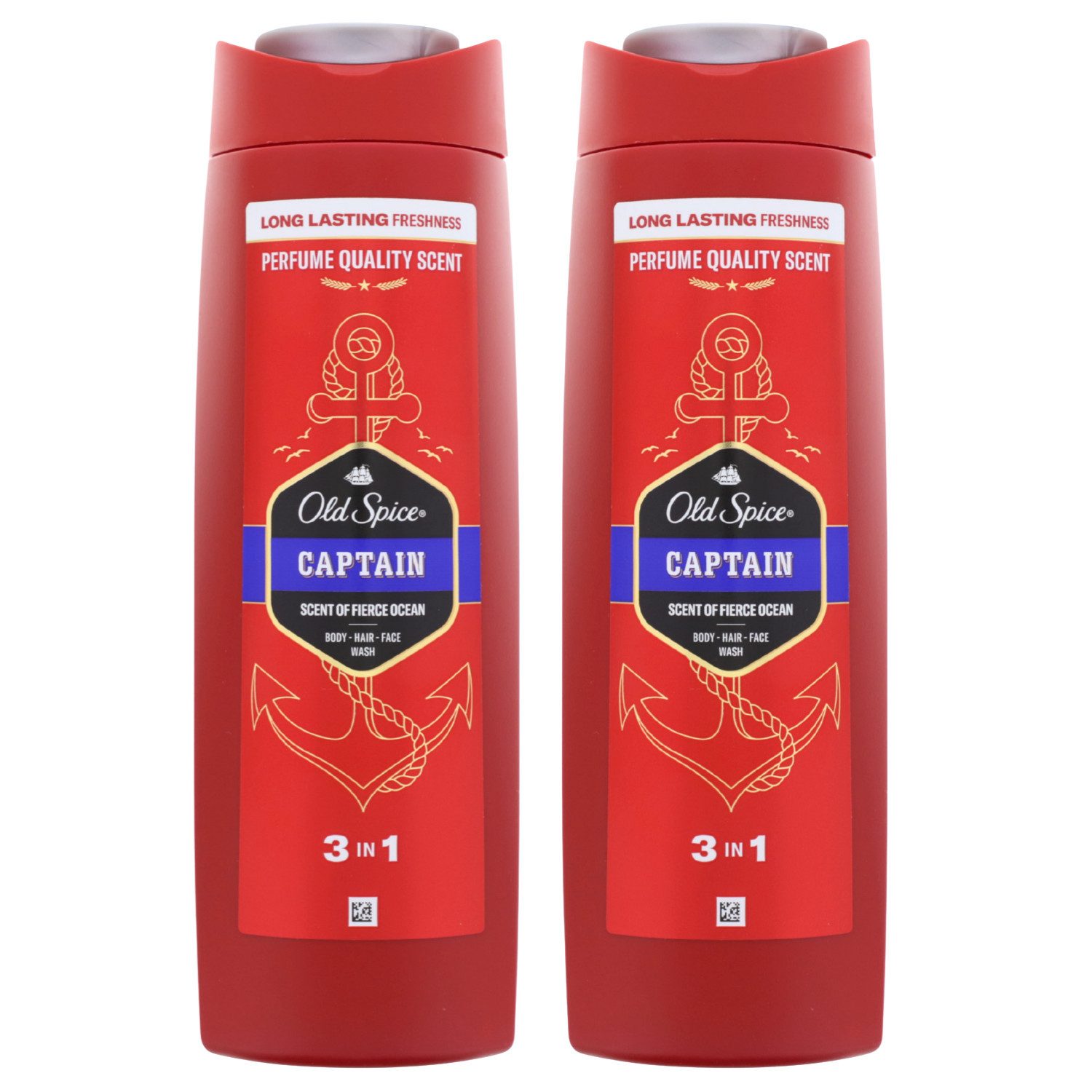 Old Spice Duschgel 2x Old Spice Captain 3in1 Duschgel Haar Gesicht und Körper je 400ml