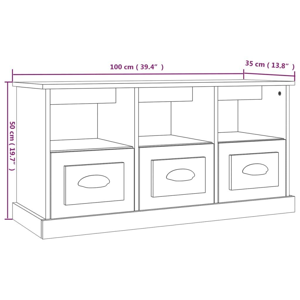 Hochglanz-Weiß (1-St) TV-Schrank cm vidaXL TV-Schrank 100x35x50 Holzwerkstoff