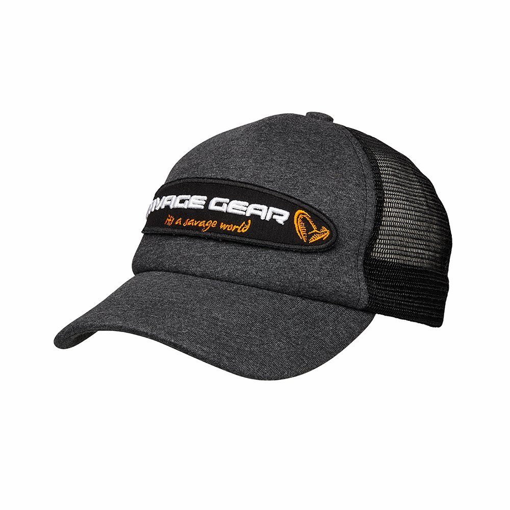 Savage Gear Trucker Cap Attitude Cap Onesize Grey Melange Trucker Cap Mütze Anglerkappe auffälliges gesticktes 3D-Logo