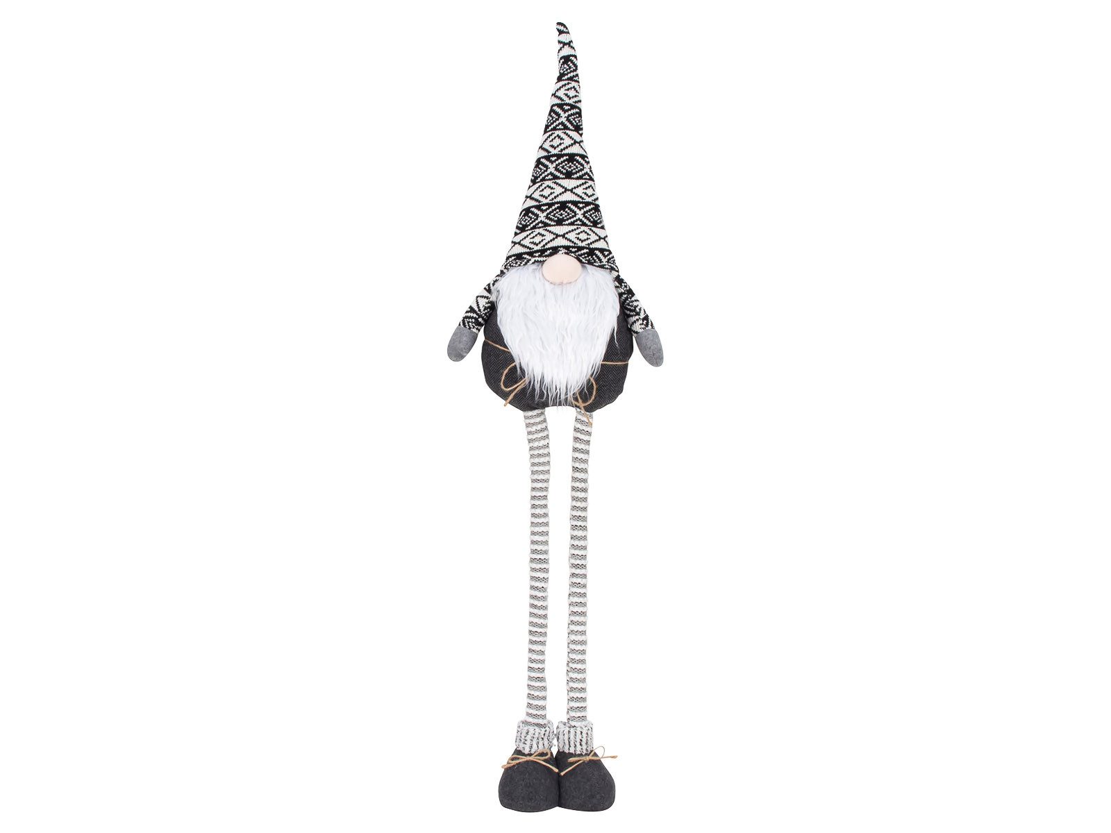 Mel-O-Design Dekofigur 4134 XXL Schlafmützenwichtel aus Filz schwarz/weiß mit Teleskopbeinen (Stück, 1 St., 1), Weihnachten