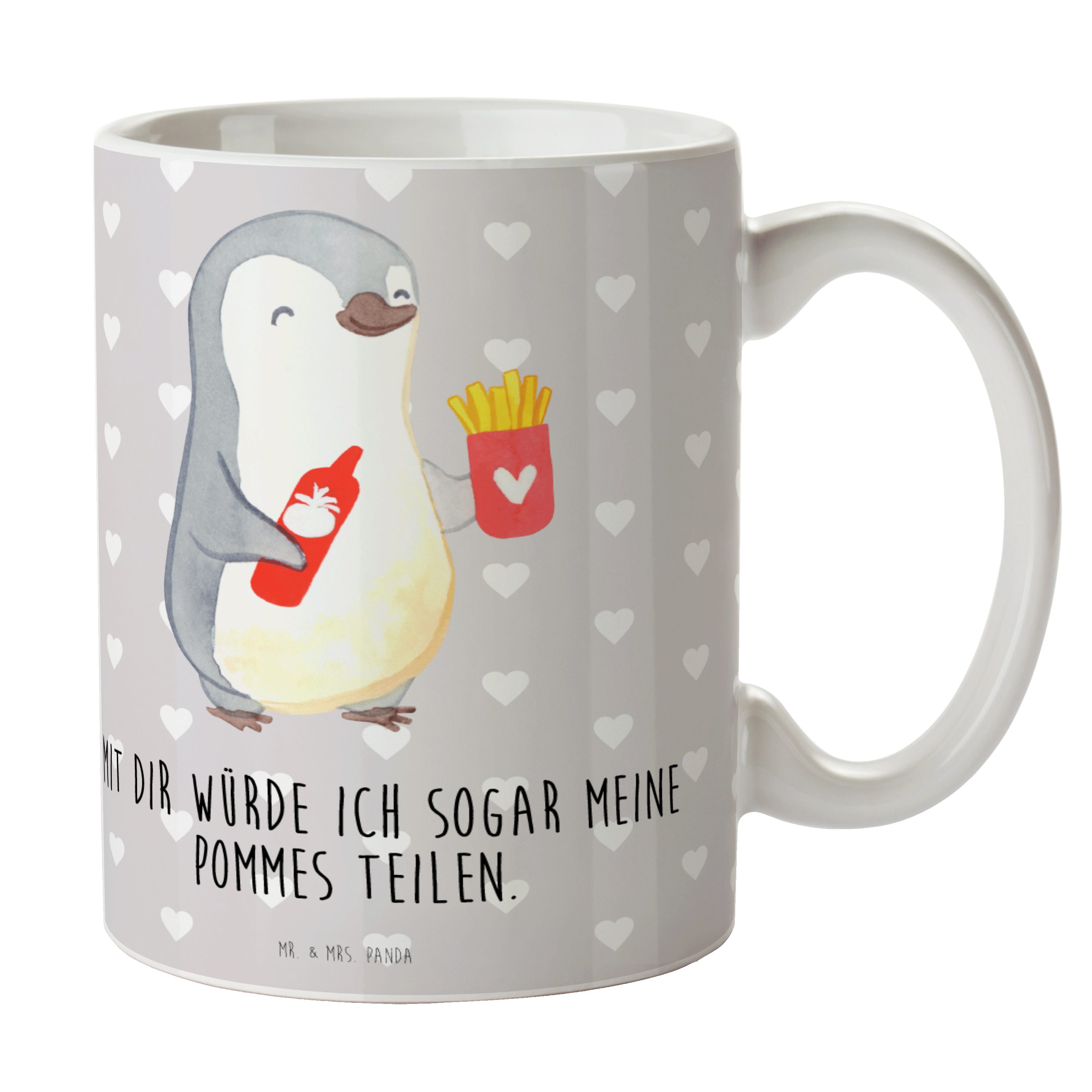 Mrs. Pommes Liebe, & Panda Mr. - Tasse Tasse, - Pinguin Grau Keramik Pastell Hochzeitstag, Geschenk,