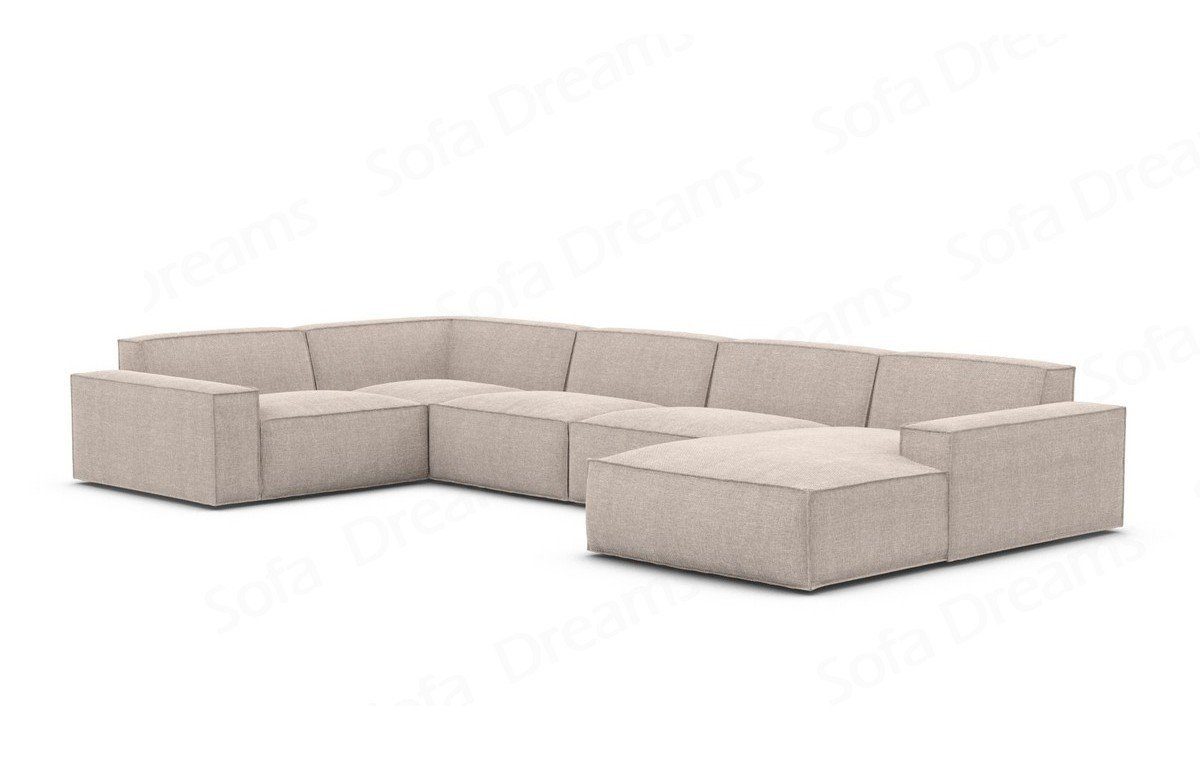 Sofa Dreams Wohnlandschaft Sofa Strukturstoff Polstersofa Formenta U Form Stoffsofa Luxus, Designer Polstercouch mit mane, Loungesofa grau85 | Wohnlandschaften